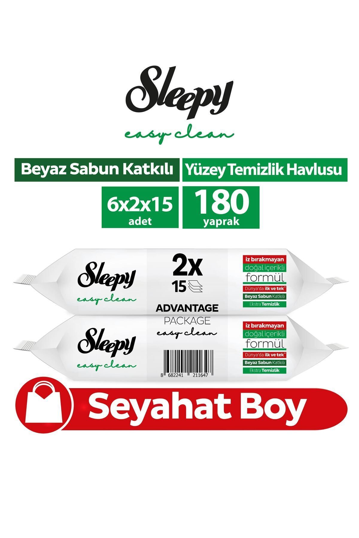 Easy Clean Yüzey Temizlik Havlusu&mendili Seyahat Boy 6x2x15 (180 YAPRAK)