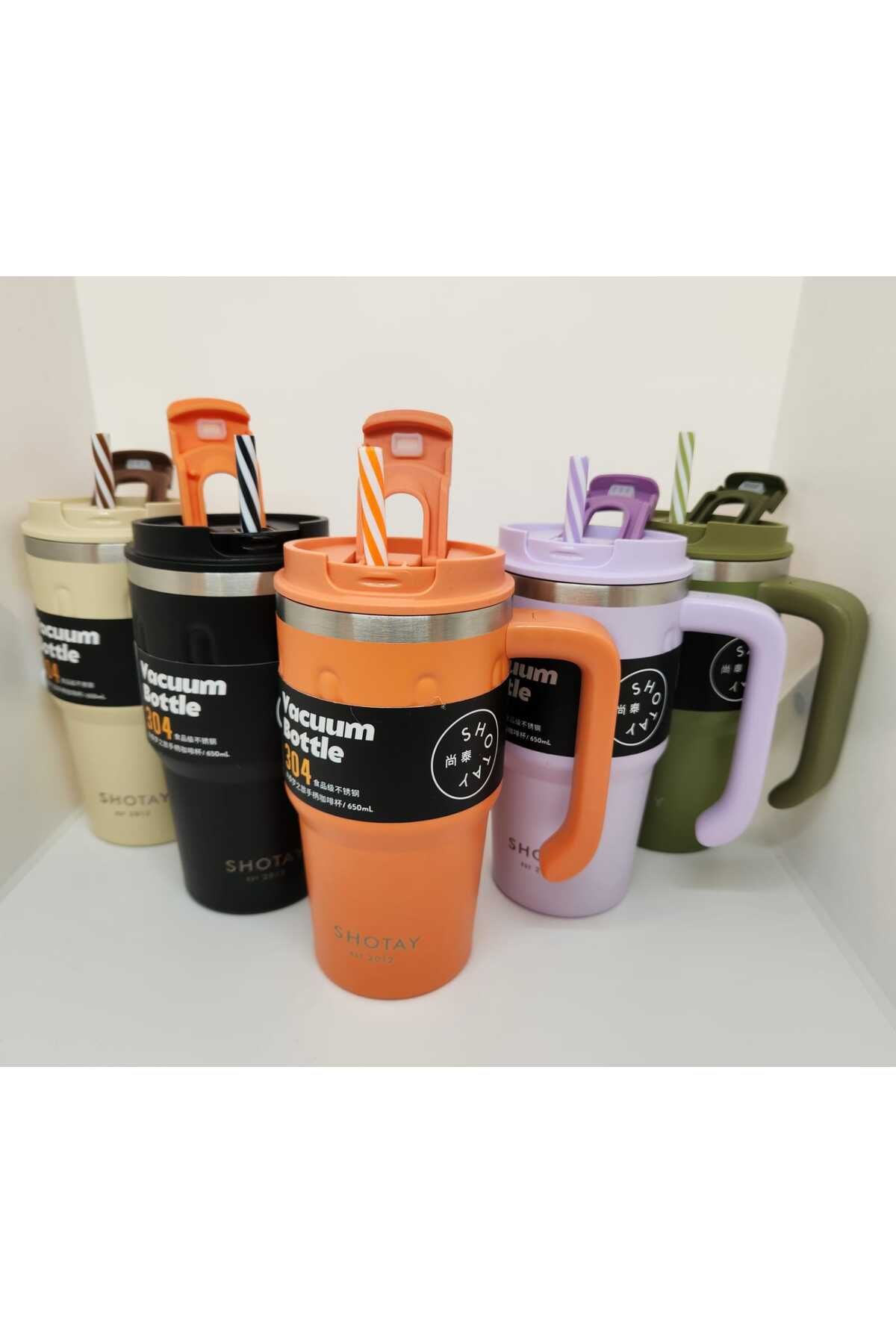 Shotay-ST-8169 Model 680ml Handle Mug - Use Thermos Cup Cream with Straw and No Straw 5