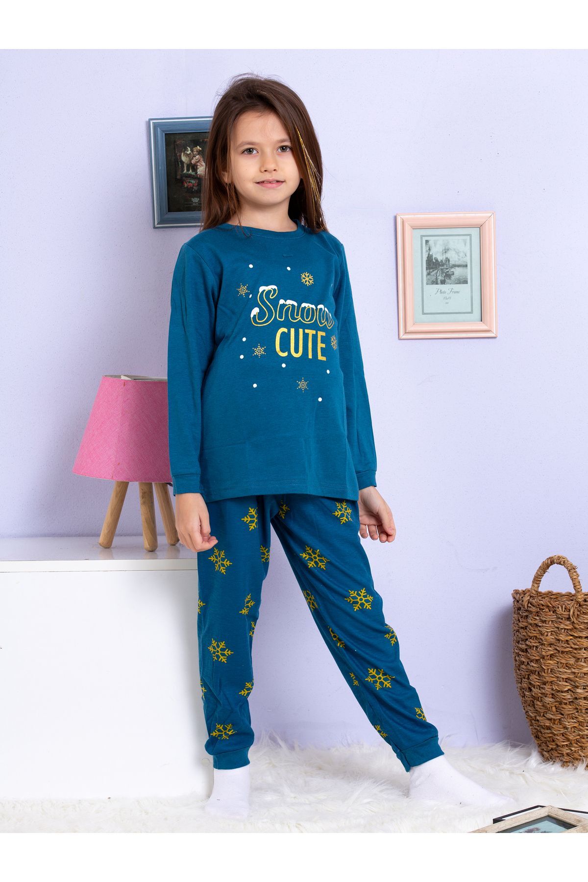 elmas kids Kız Çocuk Pamuklu Pijama Takımı fotoğrafı 4 (önizleme)