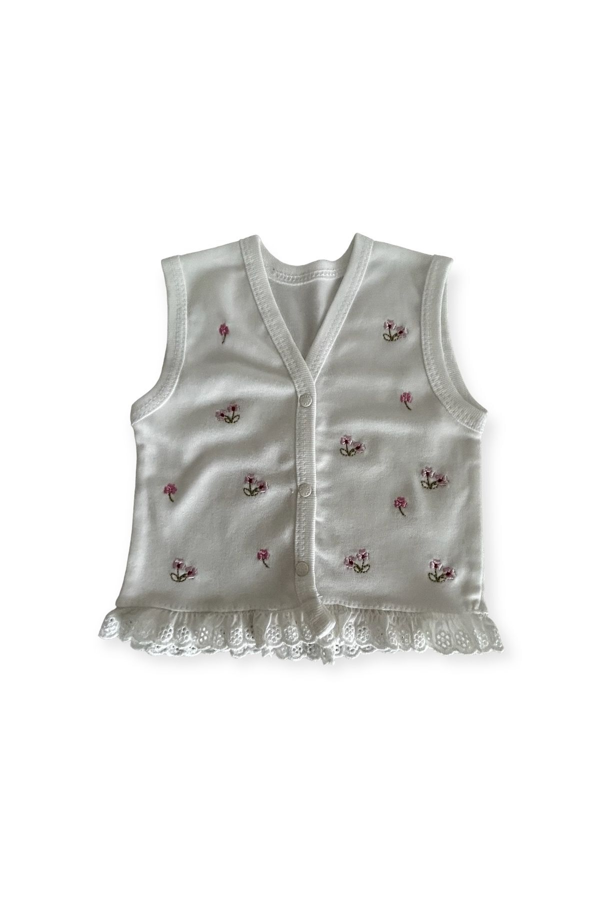 Gaye BE HAPPY ÇİÇEK NAKIŞLI GÜPÜR DETAYLI %100 PAMUK ANTİBAKTERİYEL 10'LU HASTANE ÇIKIŞ SETİ fotoğrafı 4 (önizleme)