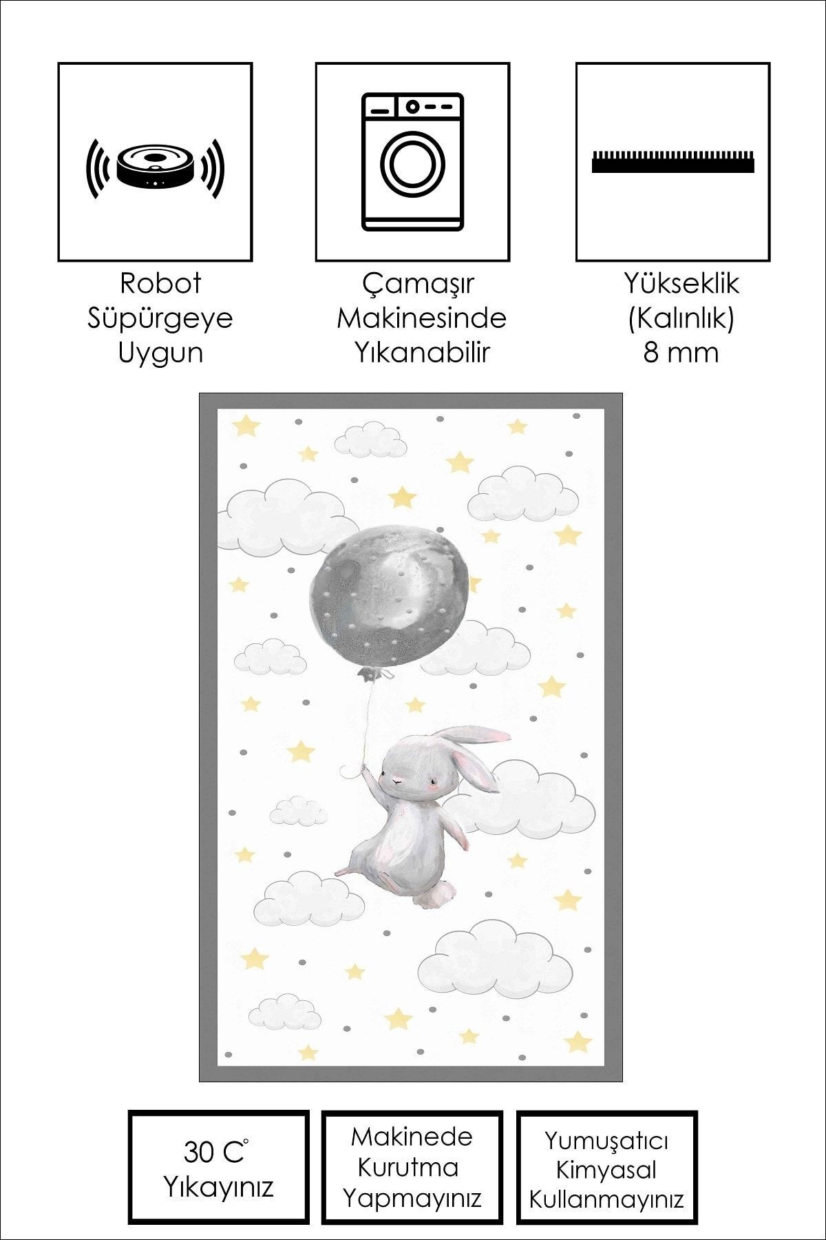 Confidence Home Makinede Yıkanabilir Kaymaz Taban Leke Tutmaz Yıldız Desenli Bebek Ve Çocuk Halısı Oyun Matı fotoğrafı 2 (önizleme)