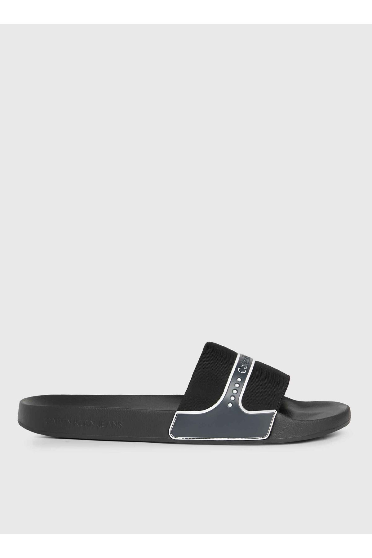 دمپایی سفید مردانه سیاه Slipper Neoprene Snap اورجینال Calvin Klein