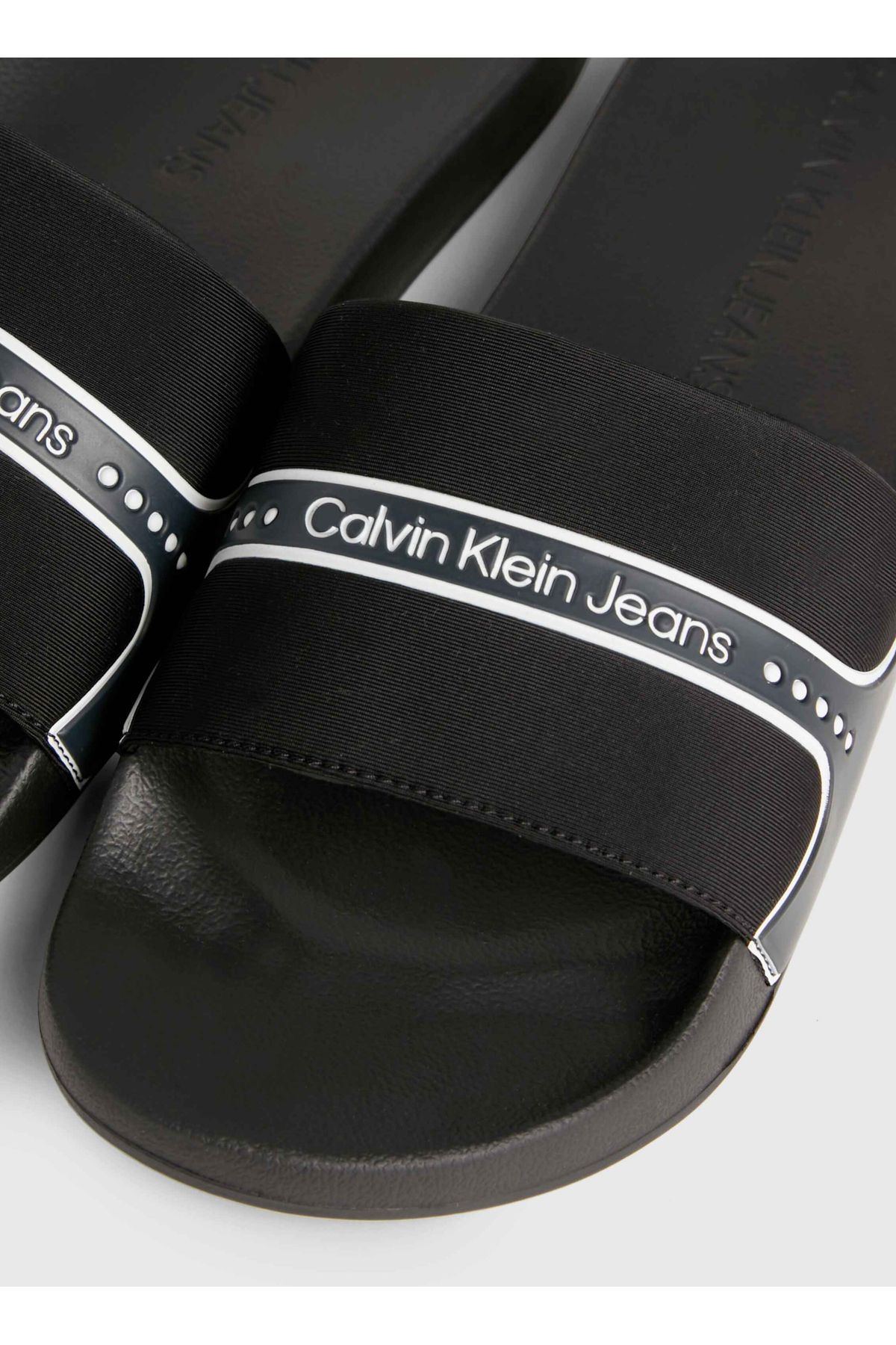 دمپایی سفید مردانه سیاه Slipper Neoprene Snap اورجینال Calvin Klein