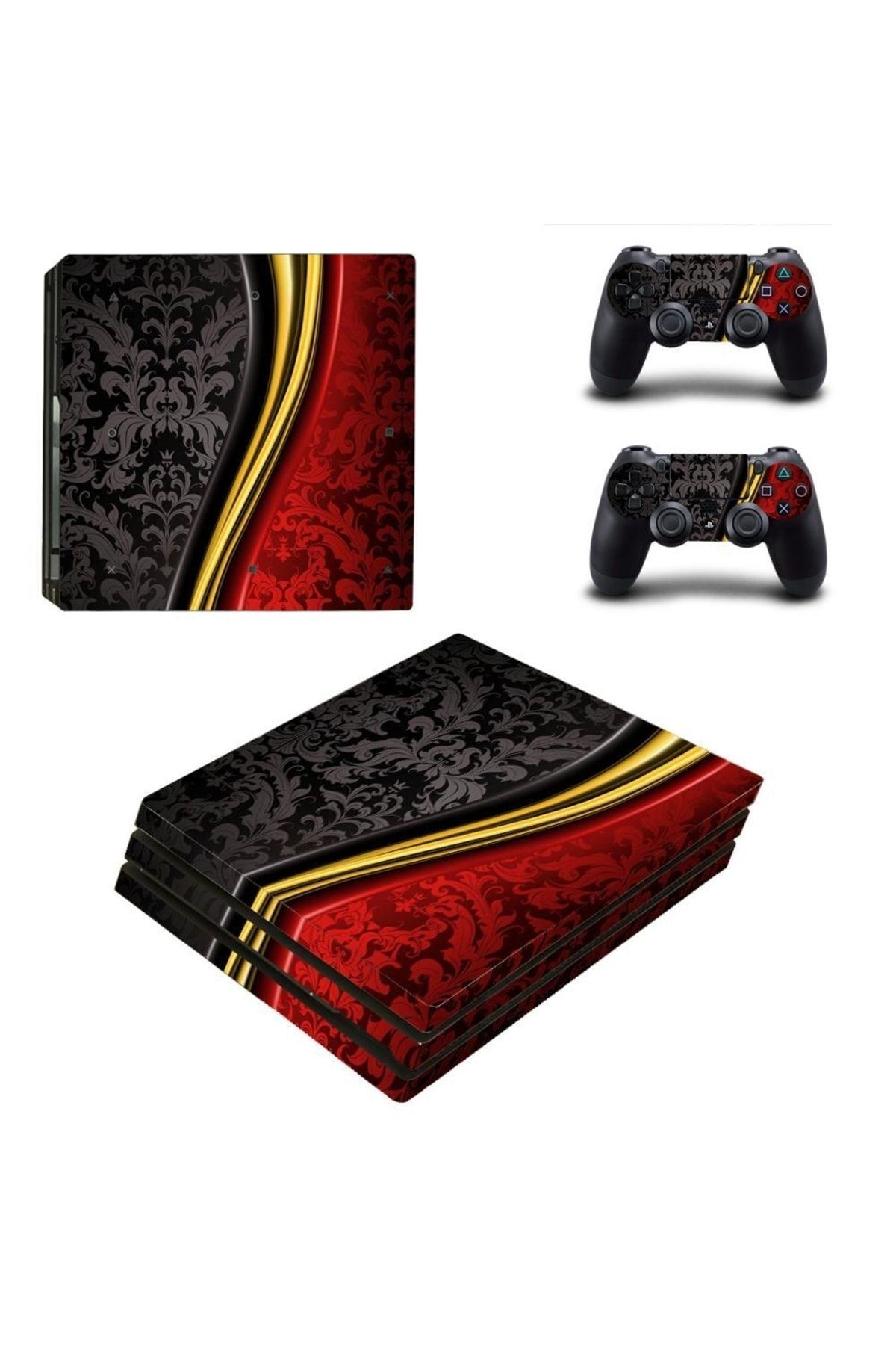Kırmızı Siyah Modern Playstation 4 Pro Full Sticker Kaplama