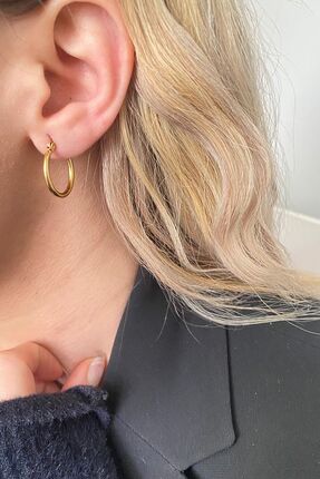 Gold &Ccedil;elik Halka K&uuml;pe | 14 Ayar Altın Kaplama | 1,5 cm - 2