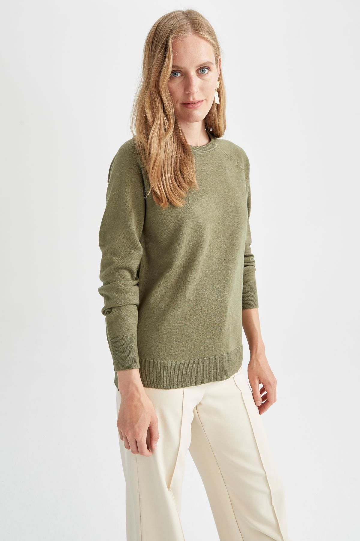 DeFacto-Extra Soft Cashmere Textured Crew Neck Sweater - Regular Fit I6913az22wn 4