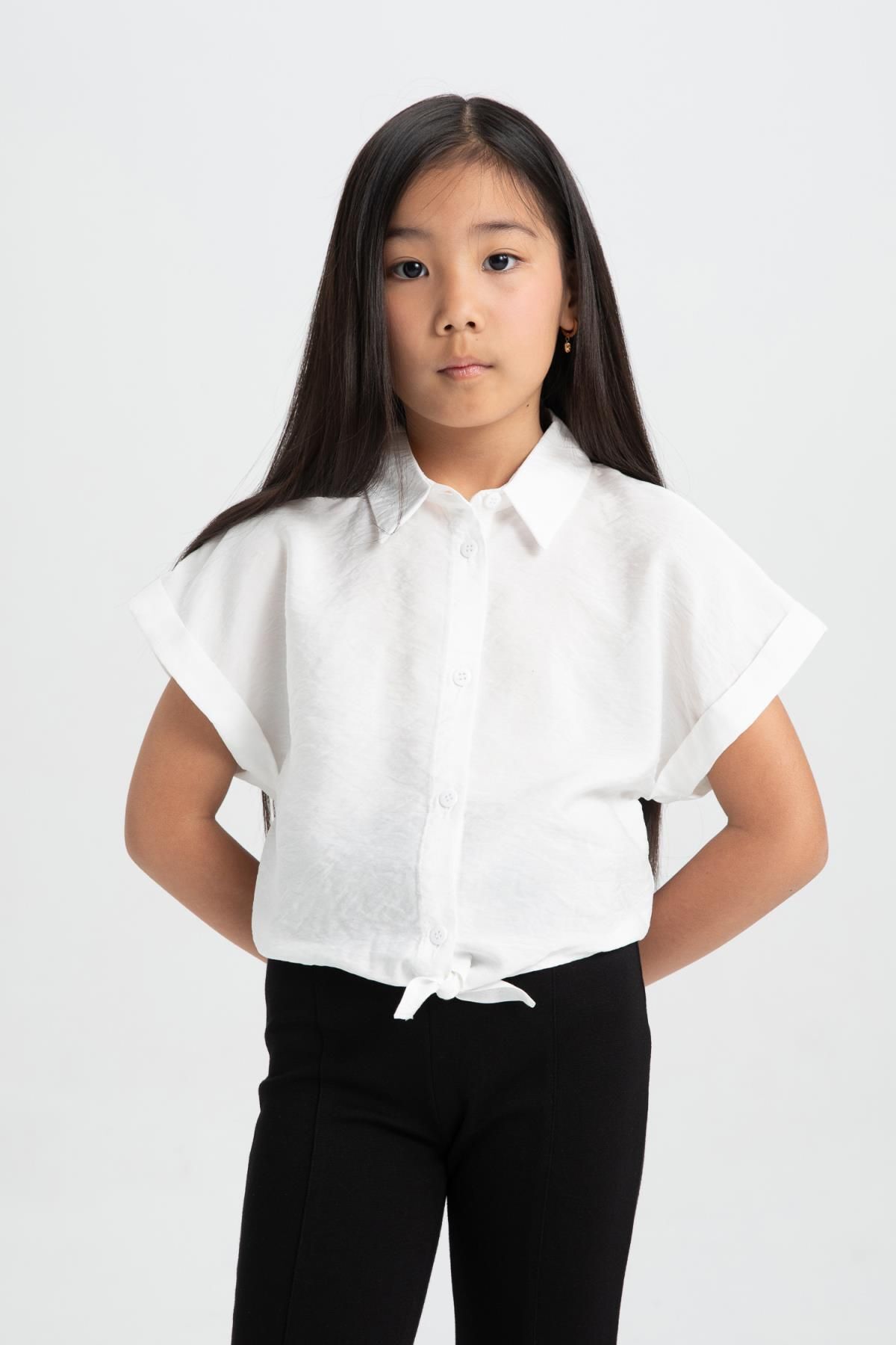 DeFacto-Girl's Crop Short Sleeve Shirt C8287A824SM 3