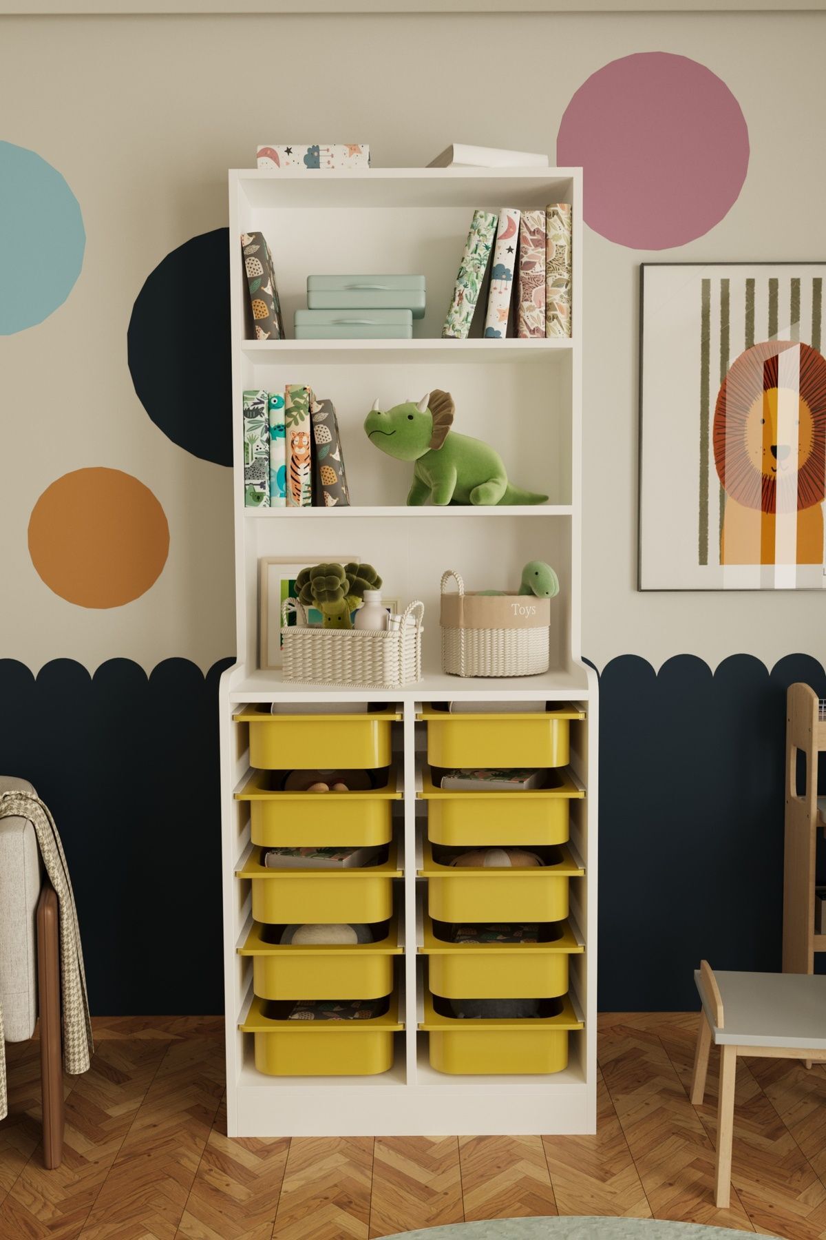 Remaks Lisano 10 Sepet Çok Amaçlı Oyuncak Dolabı Sarı