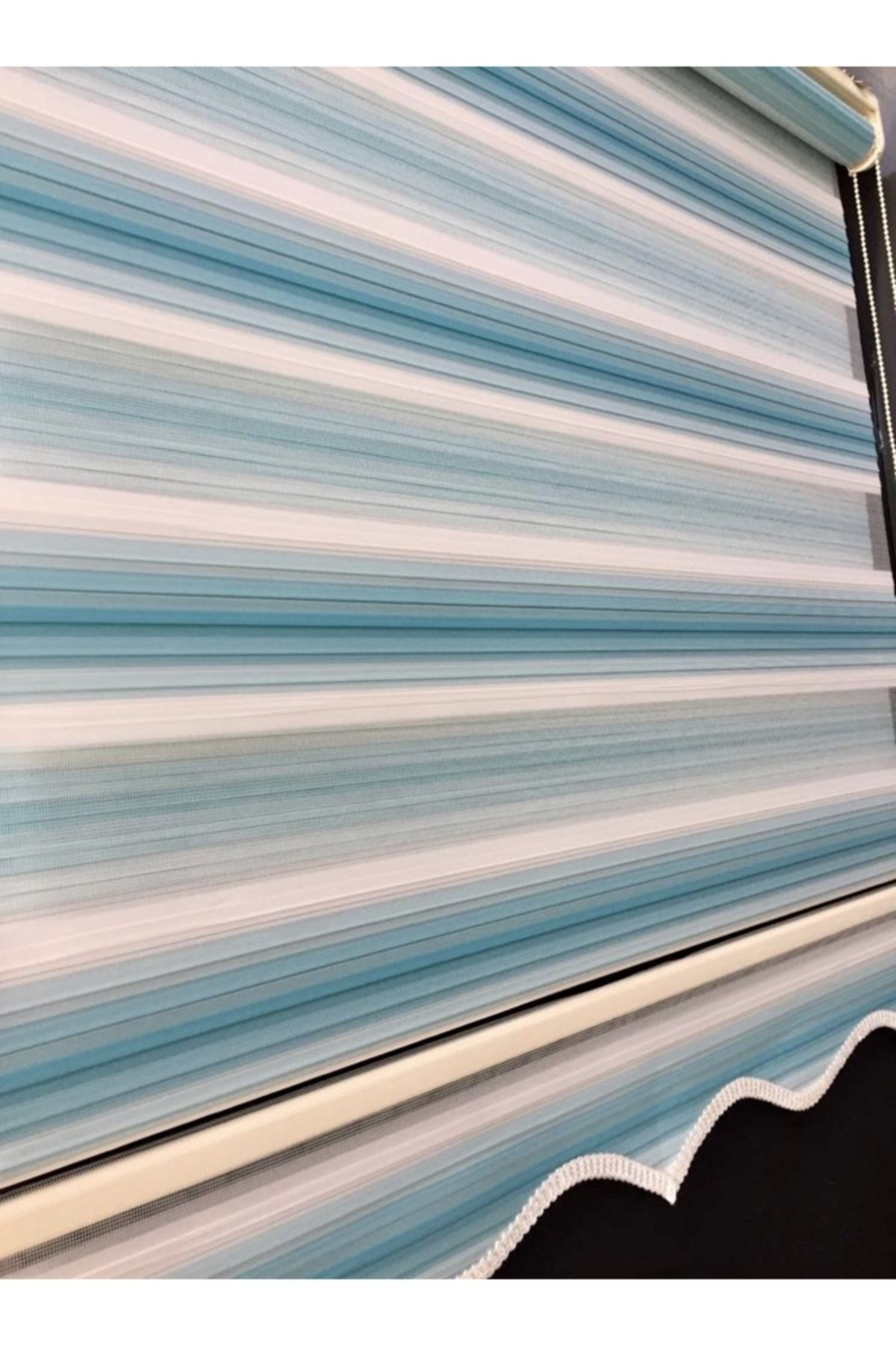 yağmur zebra-Turquoise Color Transition Pleated Zebra Roller Blinds 3