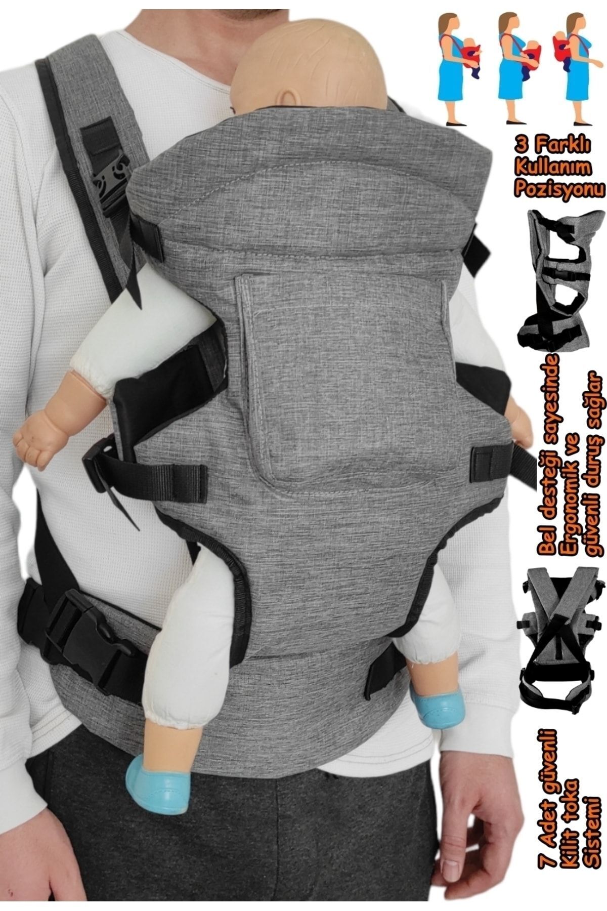 USF Anne Bebek Bakım Sırt Çantası Çift Yönlü Bebek Taşıma Kangurusu 2 Li Set fotoğrafı 4 (önizleme)