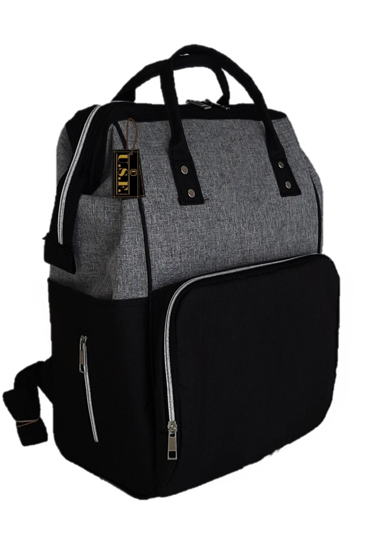 USF Portbebe Ana Kucağı Bebek Taşıma Kanguru Bebek Bakım Çantası 3 Lü Set Gri Siyah fotoğrafı 7 (önizleme)