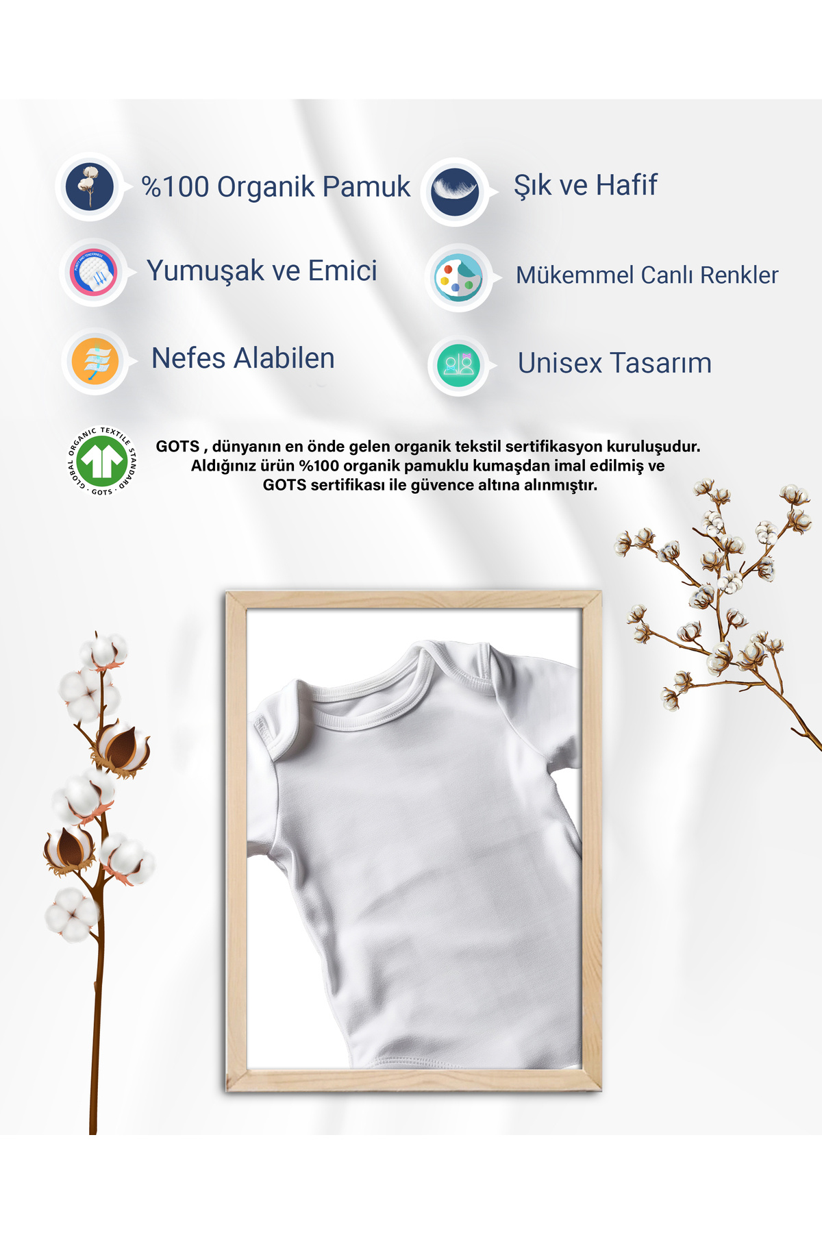 بادی نوزادی پسرانه – دخترانه سفید Lotus Baby | LTSBBYBBFG اورجینال - تصویر 3