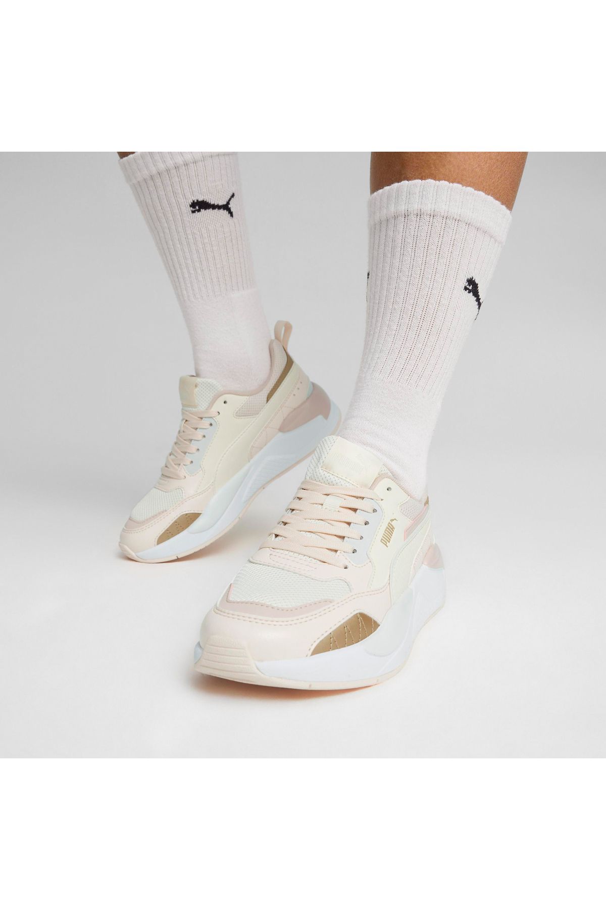 اسنیکر سفید زنانه کفش های روزانه کرم با اشعه 2 مربع Puma