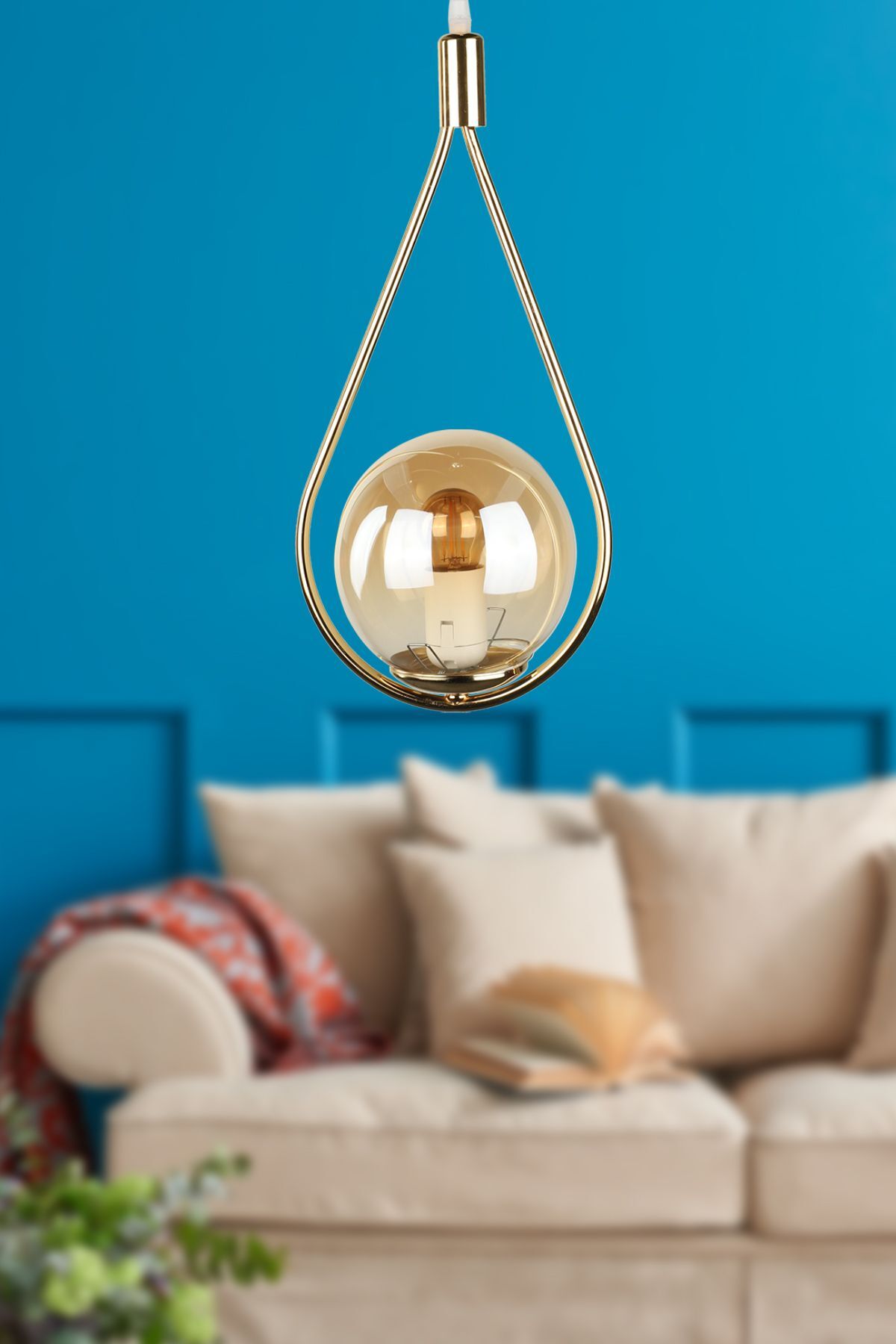 Mexico Single Chandelier Gold Plated Honey Glass