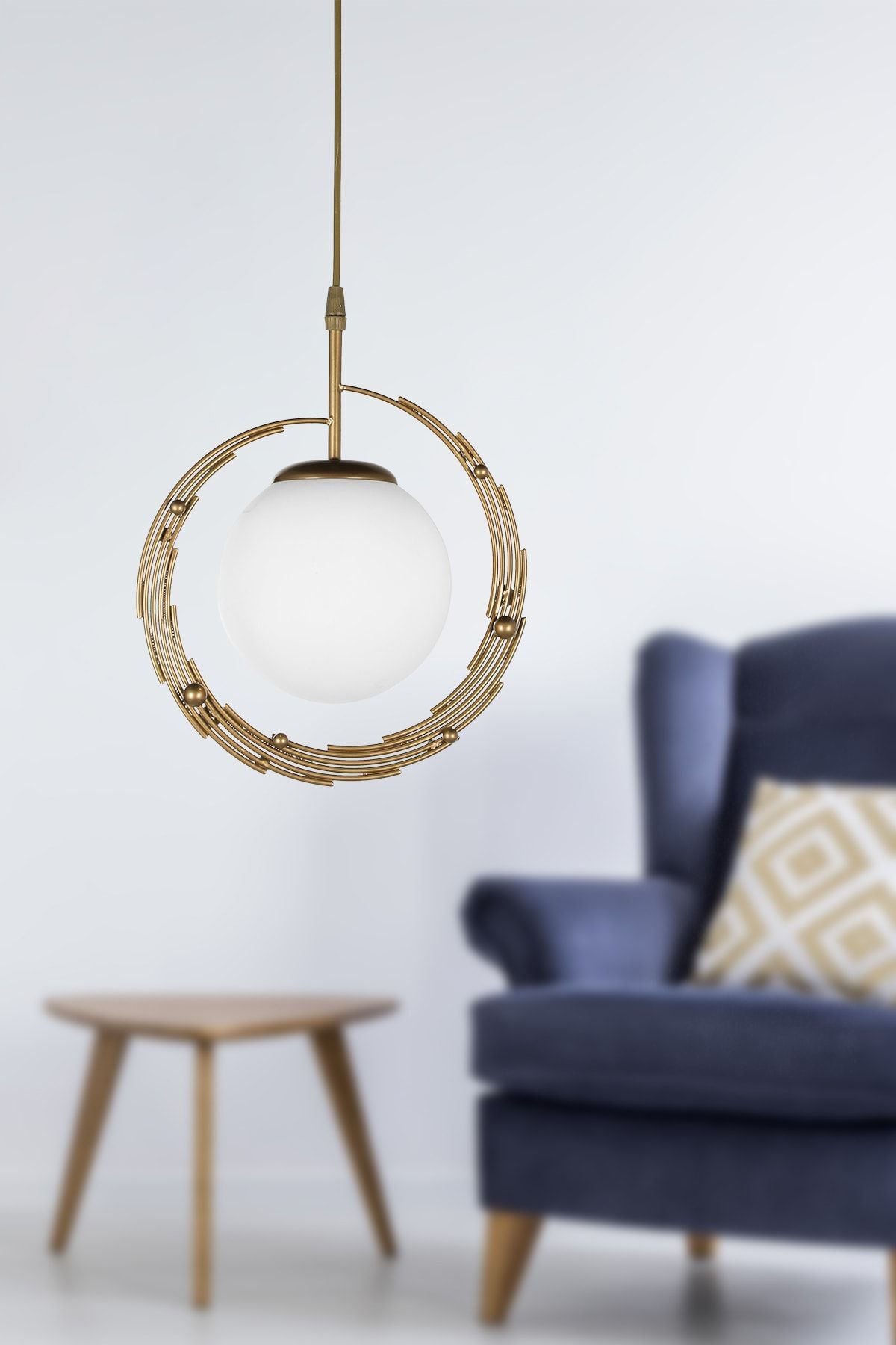 Titan Single Chandelier Aged White Glass