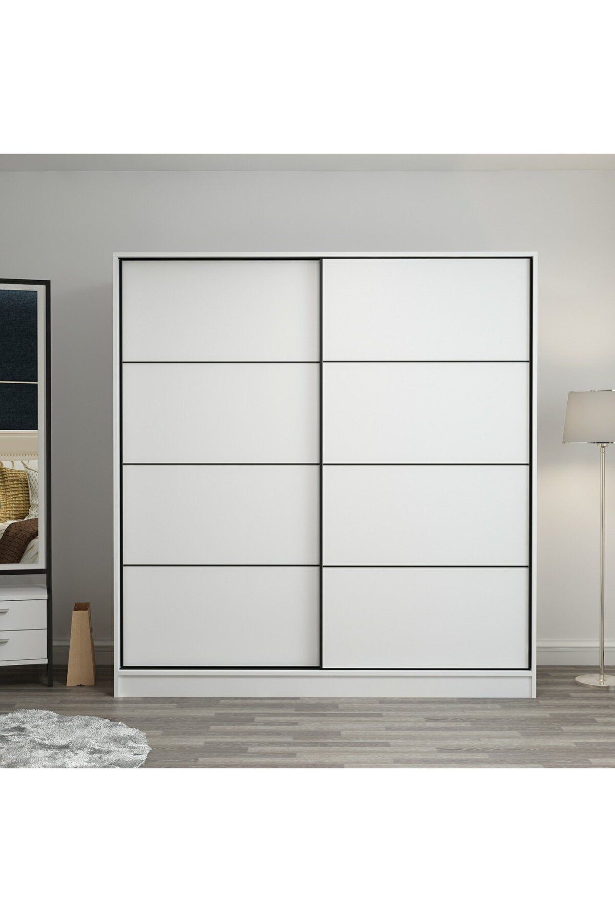 Kale 2 Door Sliding Wardrobe 180 cm White White
