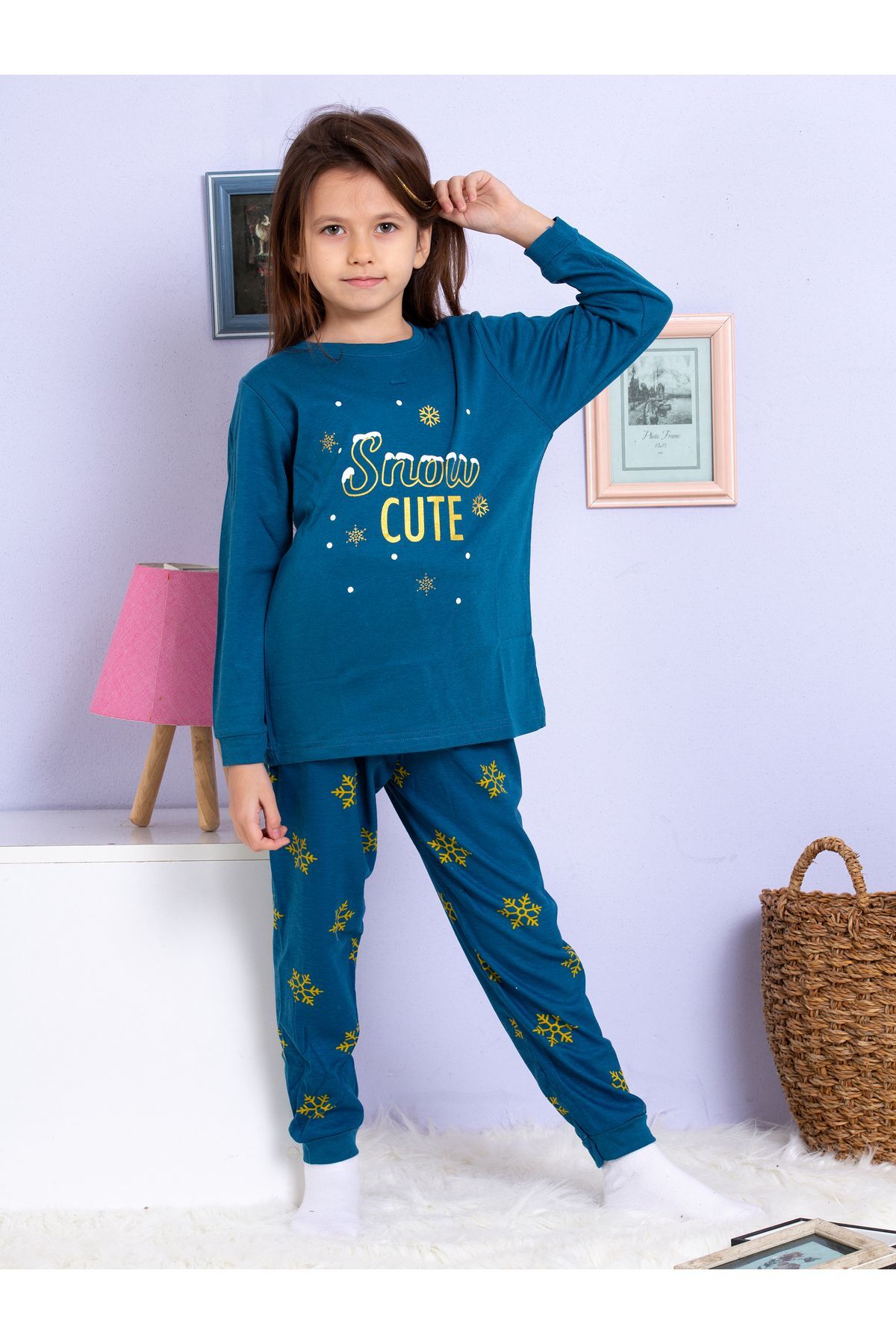 elmas kids Kız Çocuk Pamuklu Pijama Takımı fotoğrafı 3 (önizleme)