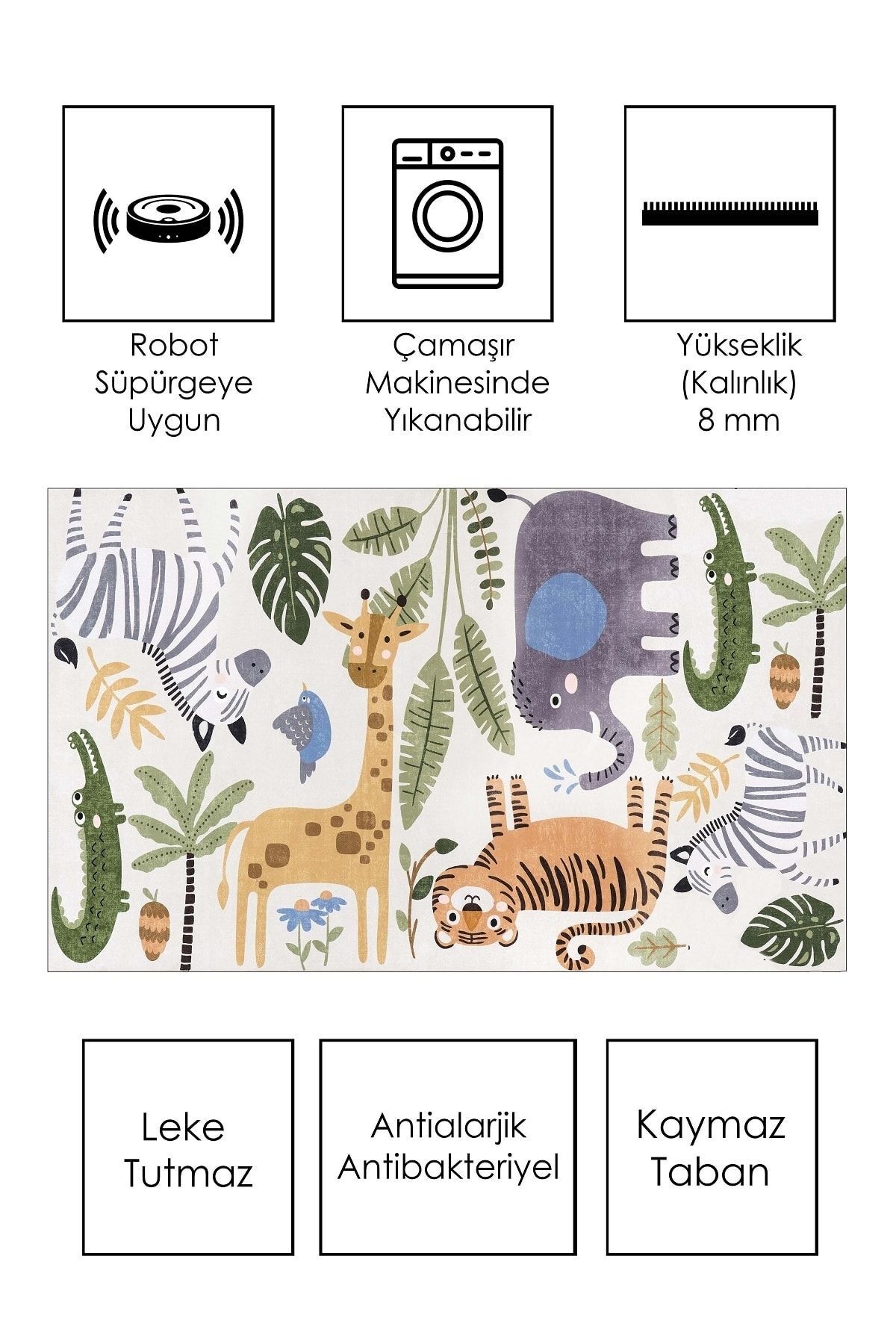 Confidence Home Makinede Yıkanabilir Kaymaz Taban Leke Tutmaz Eğitici Halı Bebek Ve Çocuk Halısı Oyun Matı fotoğrafı 2 (önizleme)