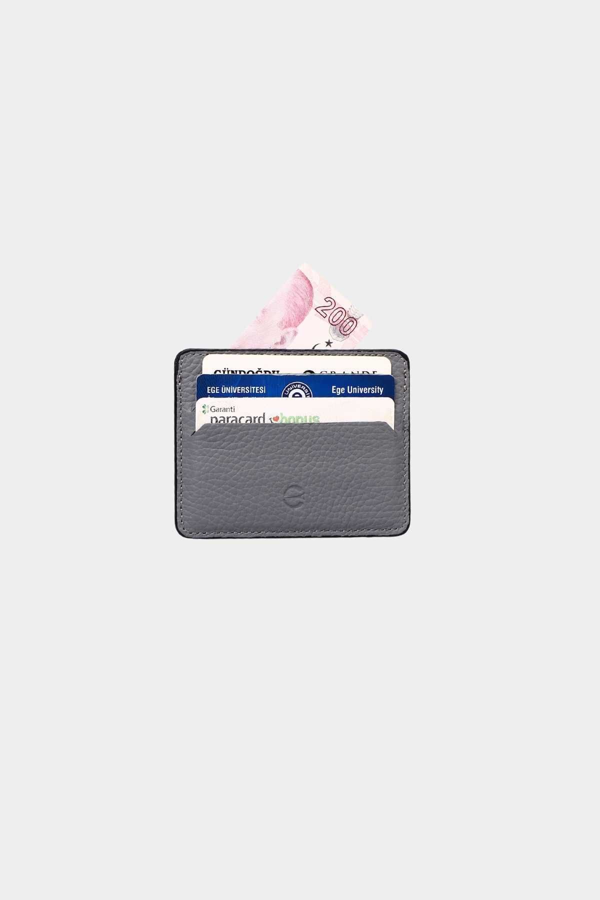 کارت دار مردانه و زنانه 0530 چرمی واقعی SUPER SLIM یونیسکس CARD HOLY FLOTHER GREY Grande