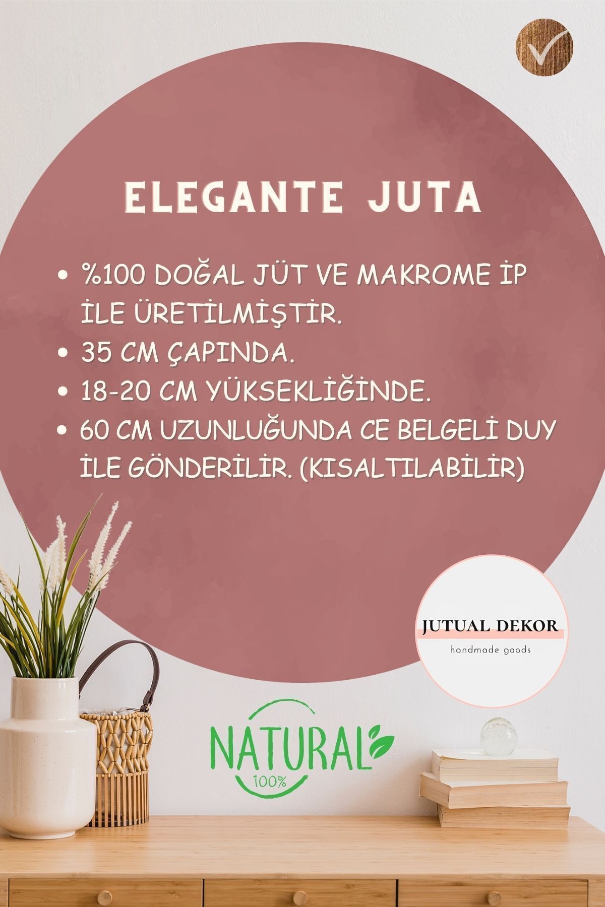 JUTUAL DEKOR-ثريا بوهيمية ريفية - مكرامية من الجوت الخوص مع شرابات Jd100 3