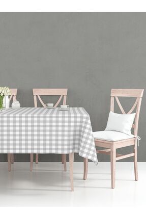 Tuable Kareli Masa Örtüsü Gri 160x160cm