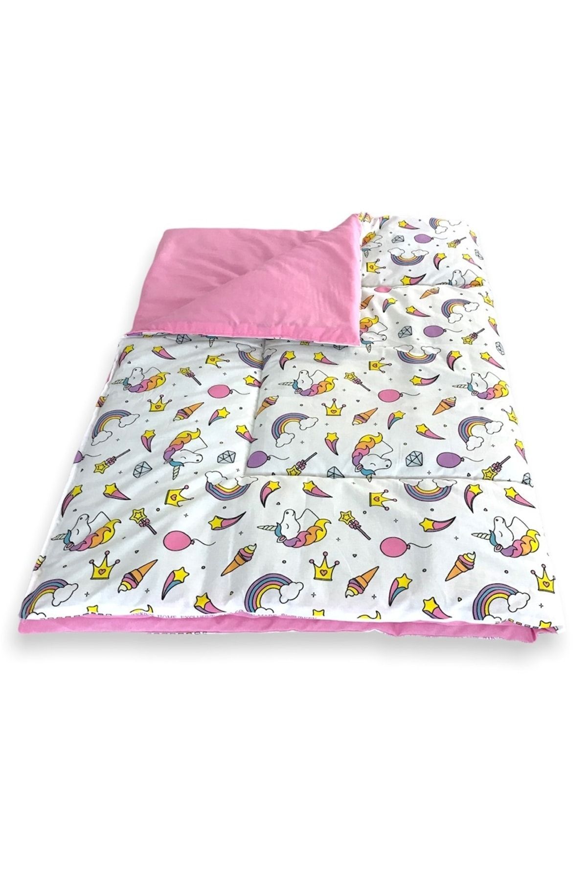 Cotton Baby Children's Duvet (quilted) 70x120 cm White Unicorn Pink