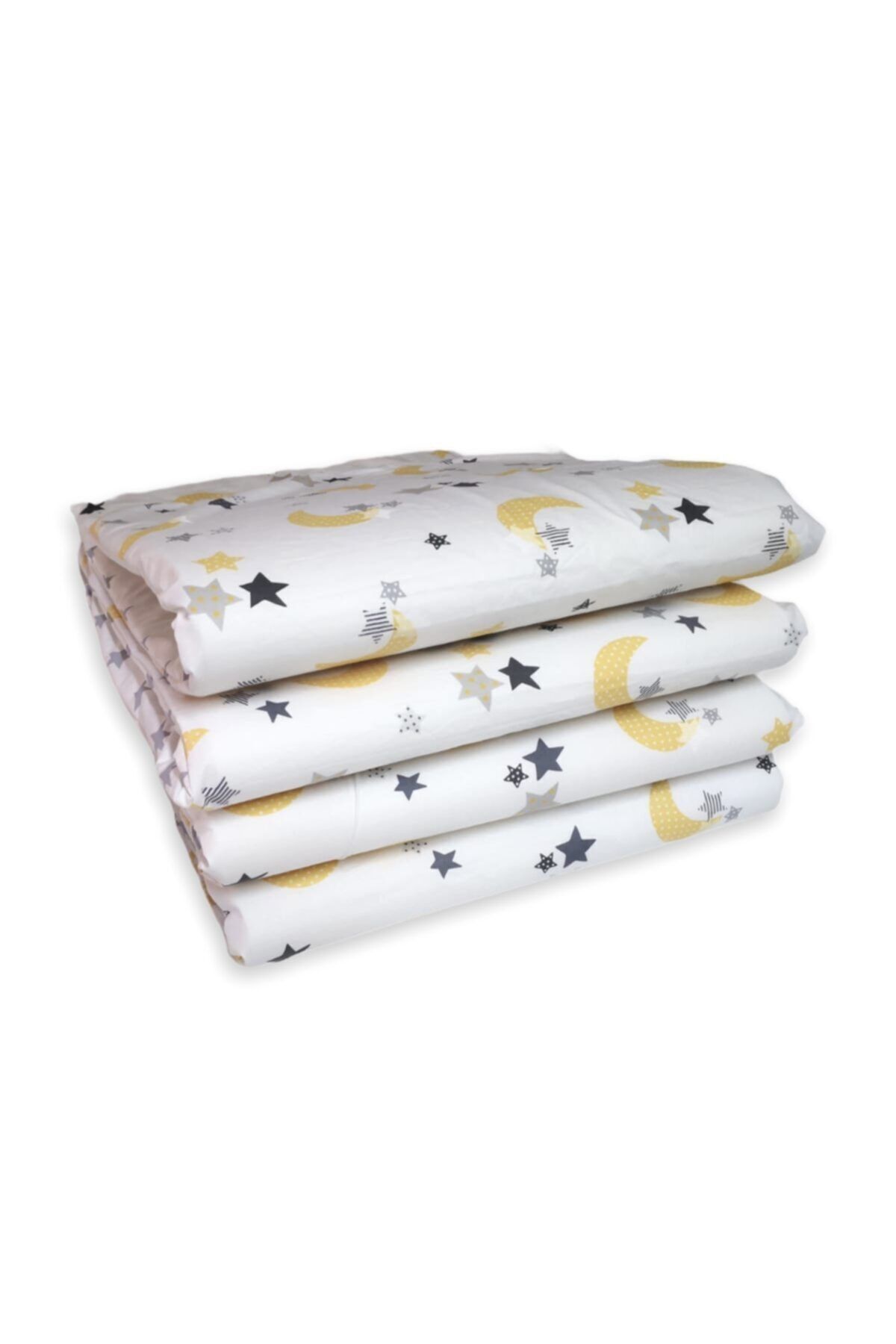 Beşik Kenar Koruma 80x130 Beşik Için (4 Parça) Sarı Ay Yıldız Gri Yıldızlı 2