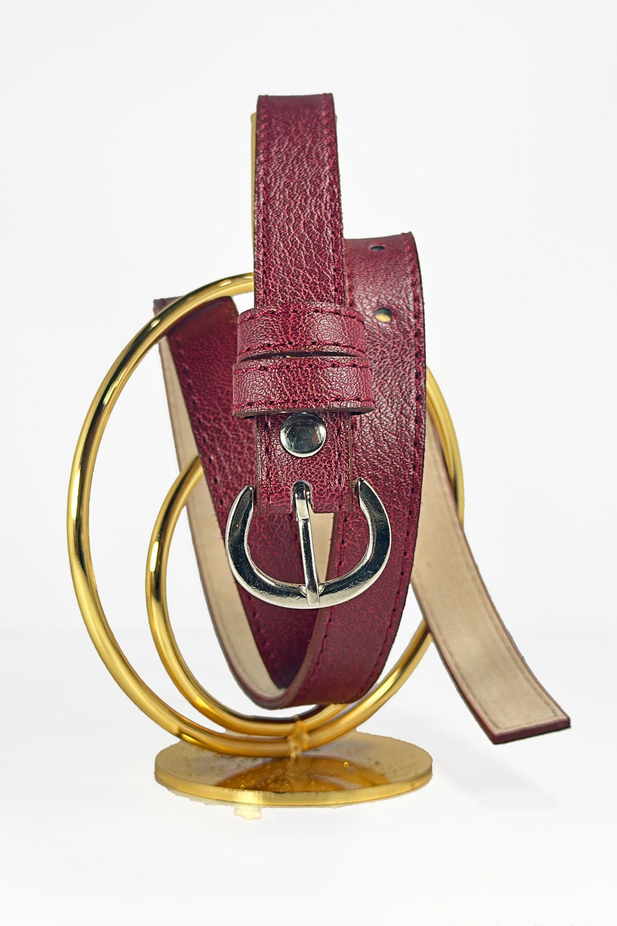 Vegan Leather Women's Red Belt 2 cm Shirt, Sweater, Trousers and Dress Belt