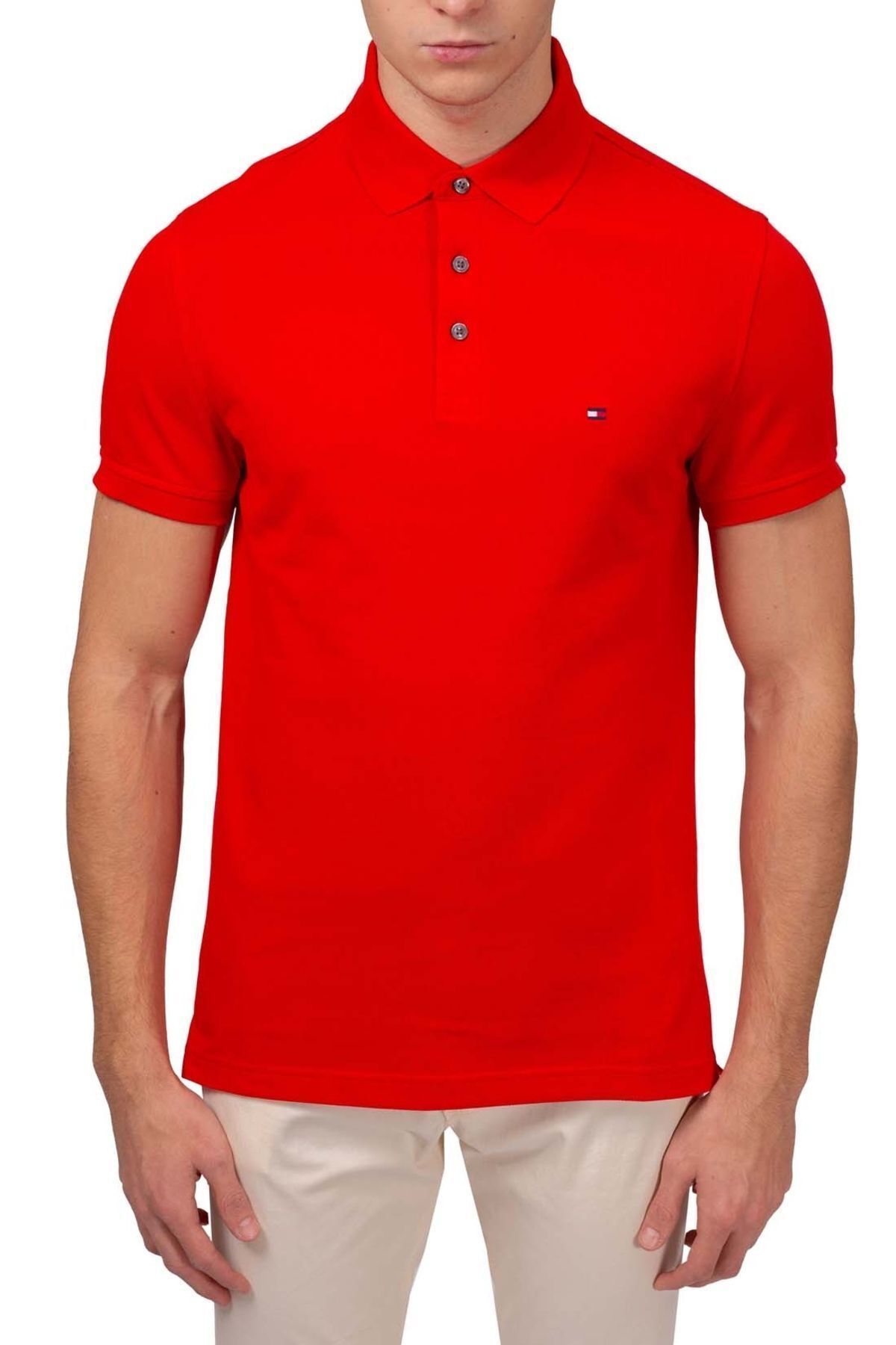 تی شرت یقه پولو مردانه آستین کوتاه یقه پولو با دکمه بسته و آستین کوتاه MW0MW17771-XND Tommy Hilfiger