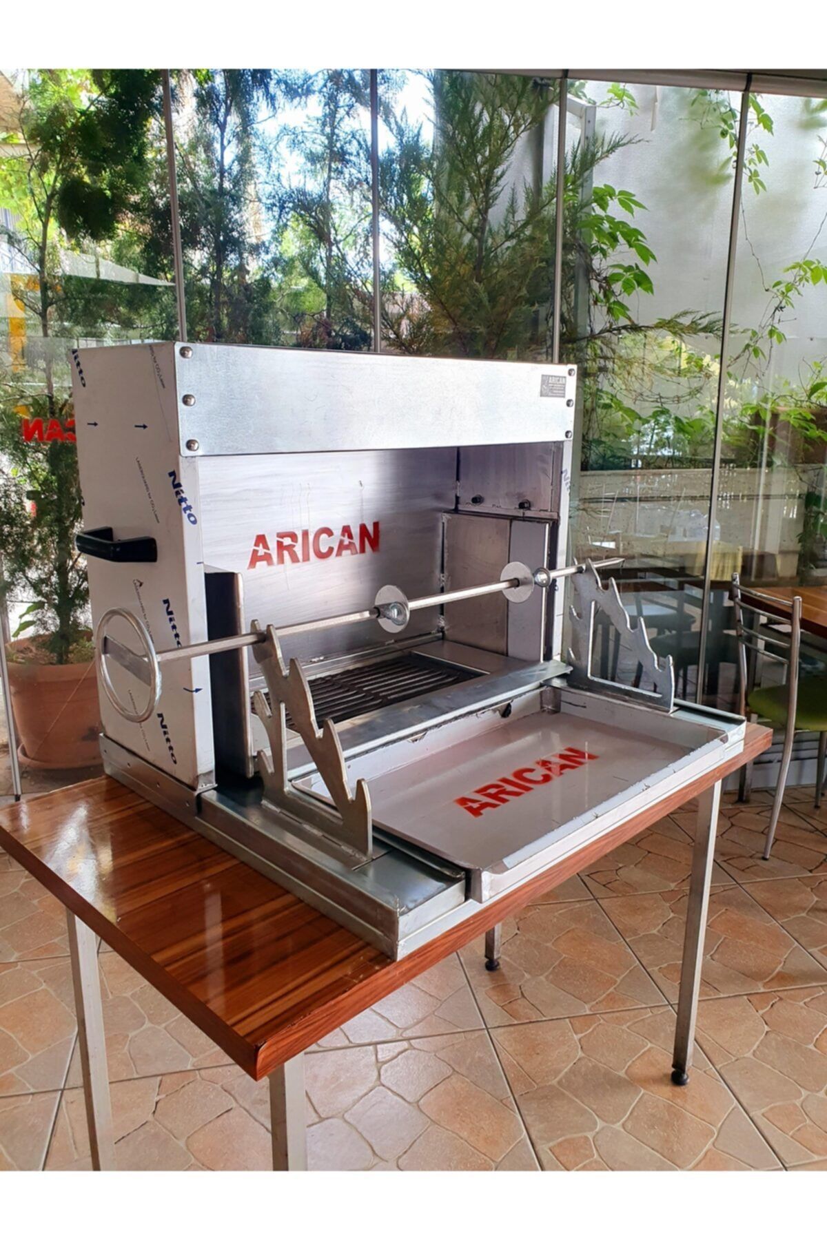 Seyyar Portatif Cağ Kebap Yatık Döner Ocağı Paslanmaz Çelik 90 Cm 2