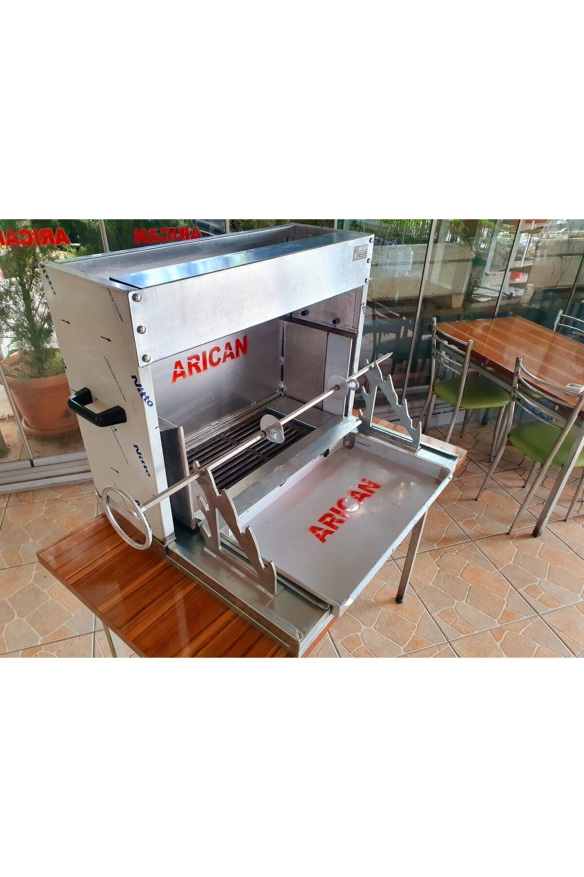 Seyyar Portatif Cağ Kebap Yatık Döner Ocağı Paslanmaz Çelik 90 Cm 6