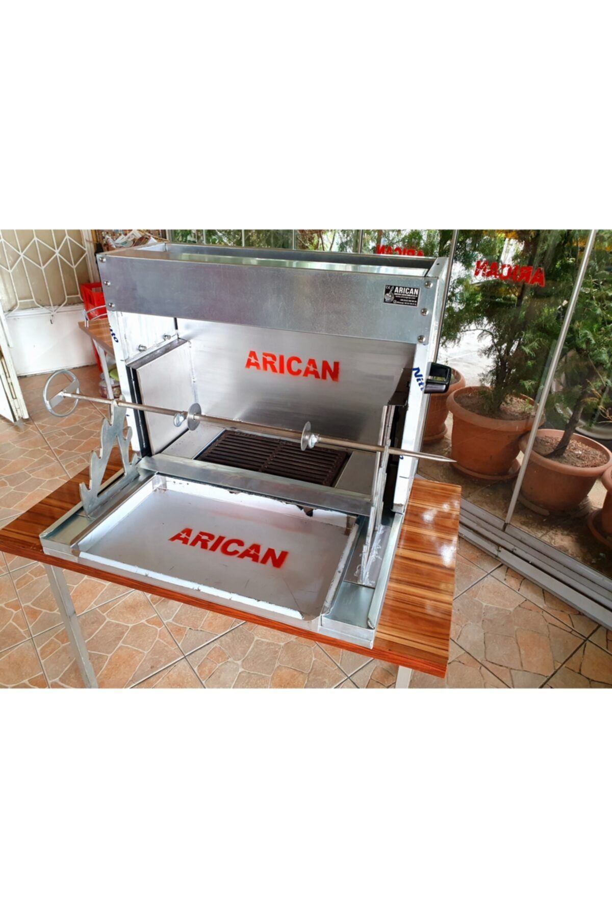 Seyyar Portatif Cağ Kebap Yatık Döner Ocağı Paslanmaz Çelik 90 Cm 4