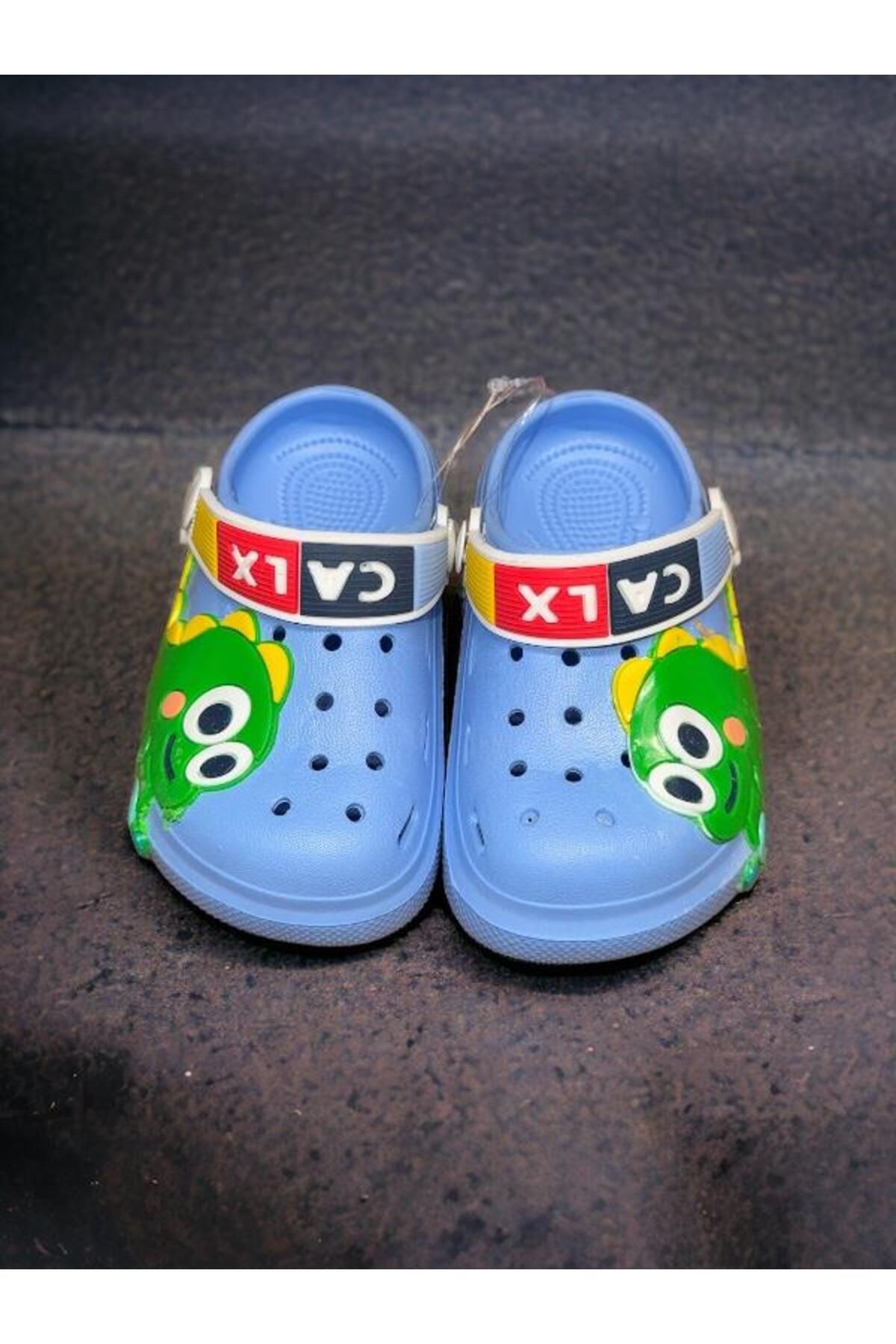 AHS Calx Baby and Kids Blue Colored Dragon Figured Non Slip Crocs Slippers Trendyol