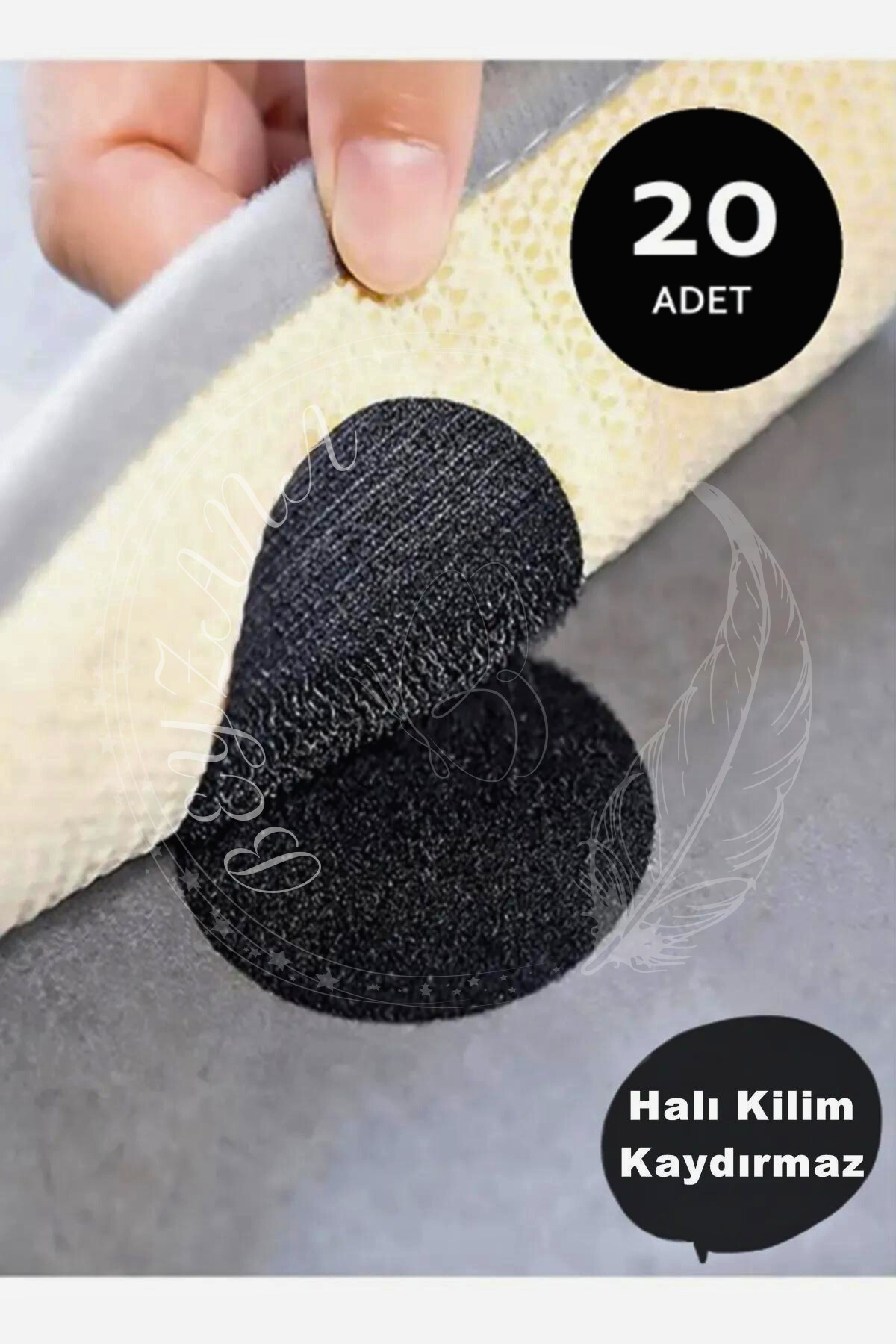 BEYZANA 20 Adet Halı Kilim Koltuk Örtüsü Kaydırmaz Sabitleyici Cırt Yıkanabilir Kendinden Yapışkanlı Ped