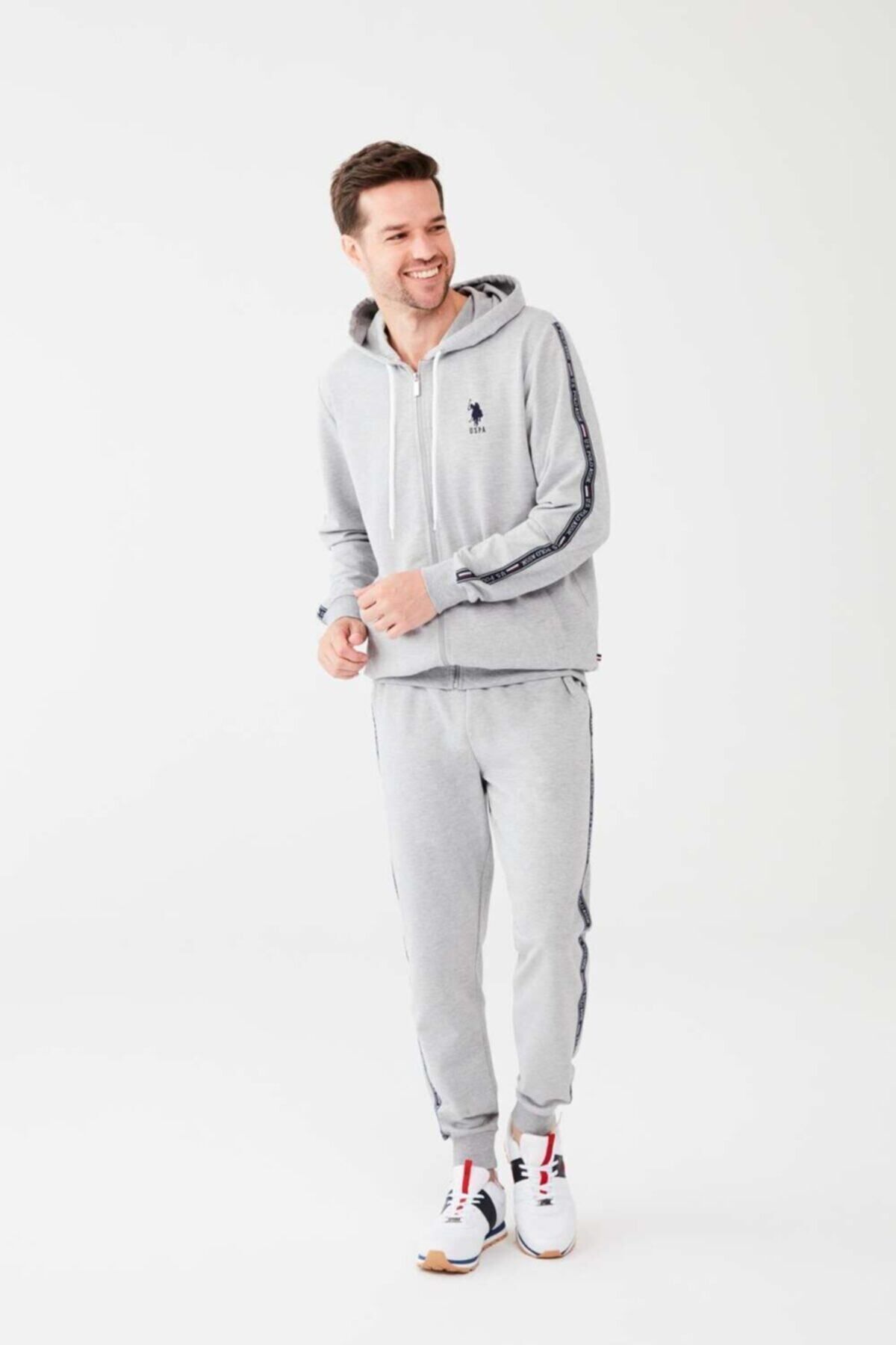 ست پیژامه خاکستری مردانه لباس خواب ملانژ U.S. Polo Assn.