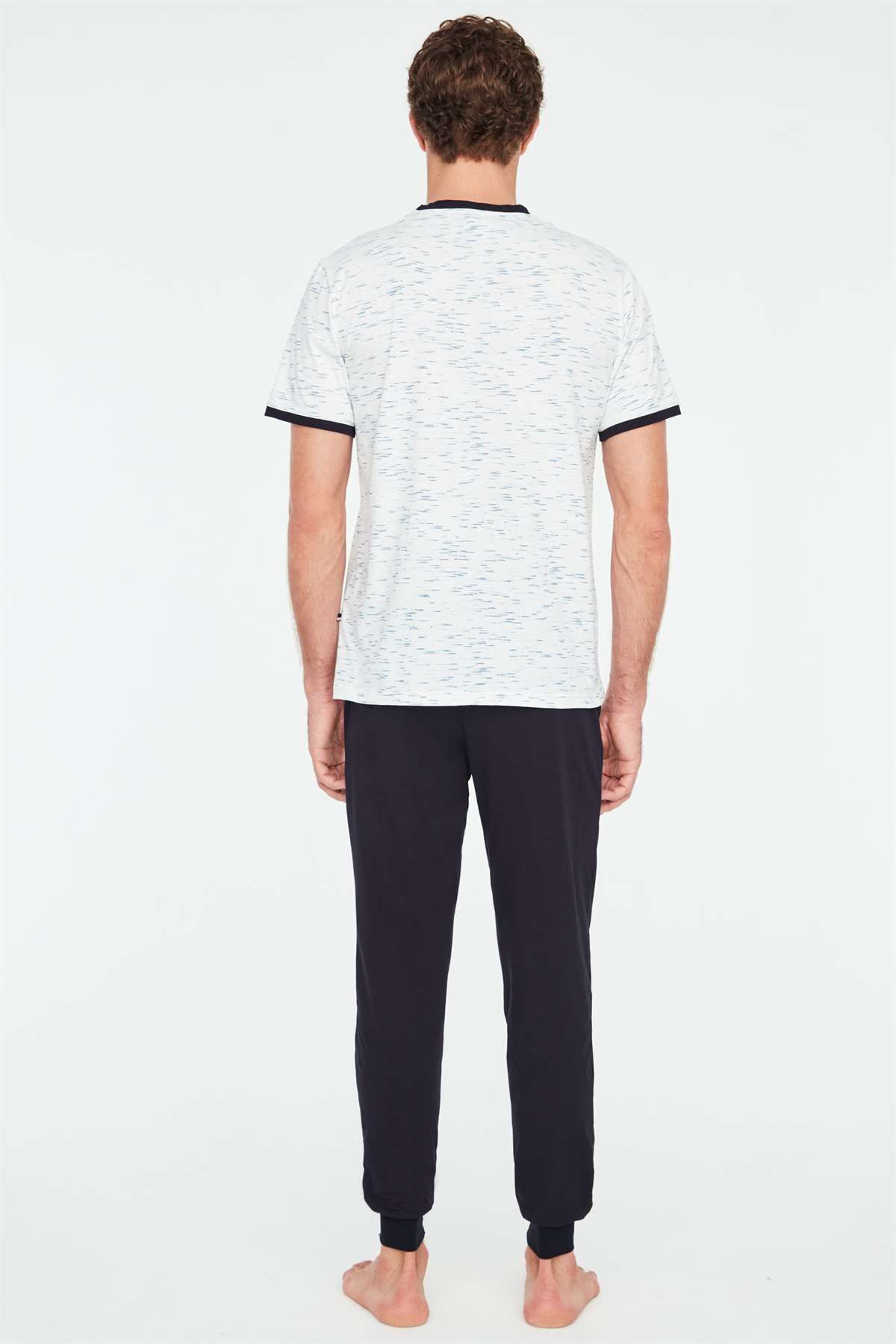 ست پیژامه آبی مردانه لباس خواب یقه گرد سرمه ای U.S. Polo Assn.