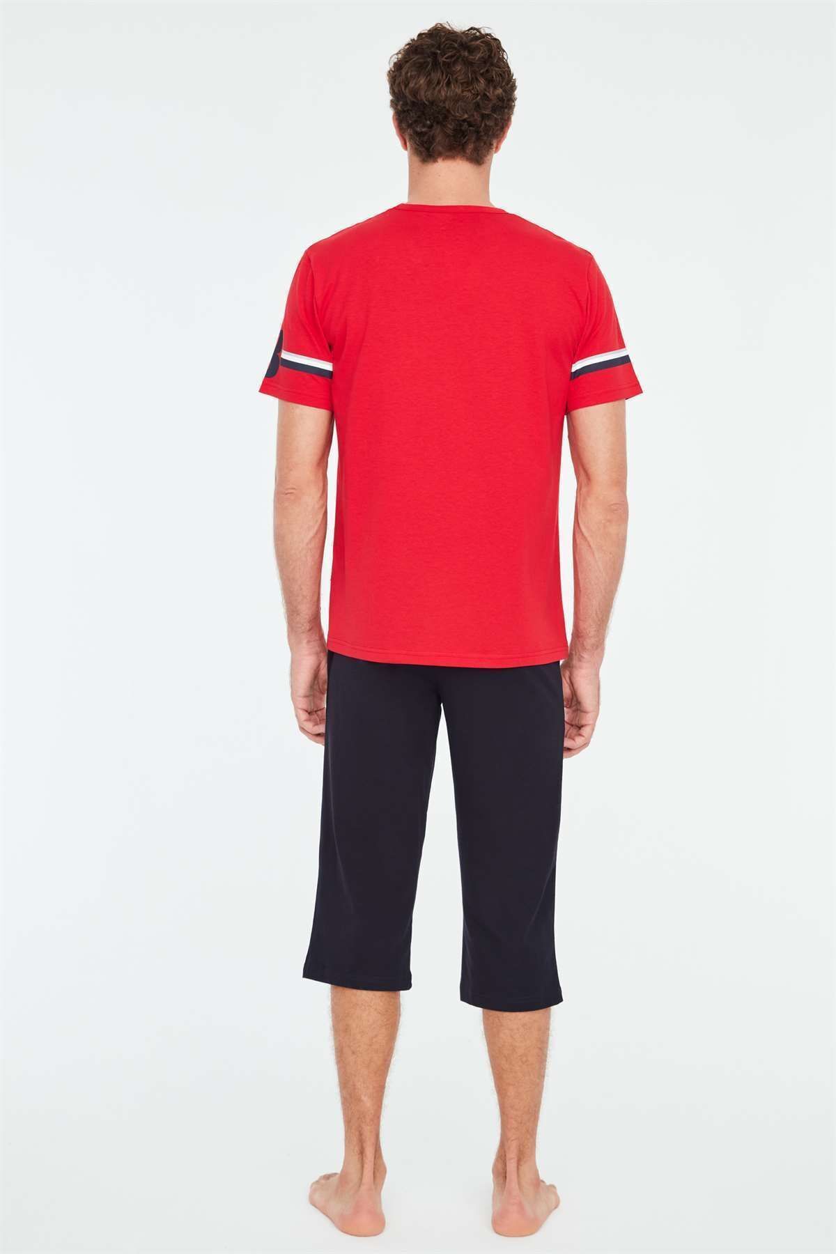 ست پیژامه قرمز مردانه رد کاپری اورجینال U.S. Polo Assn.