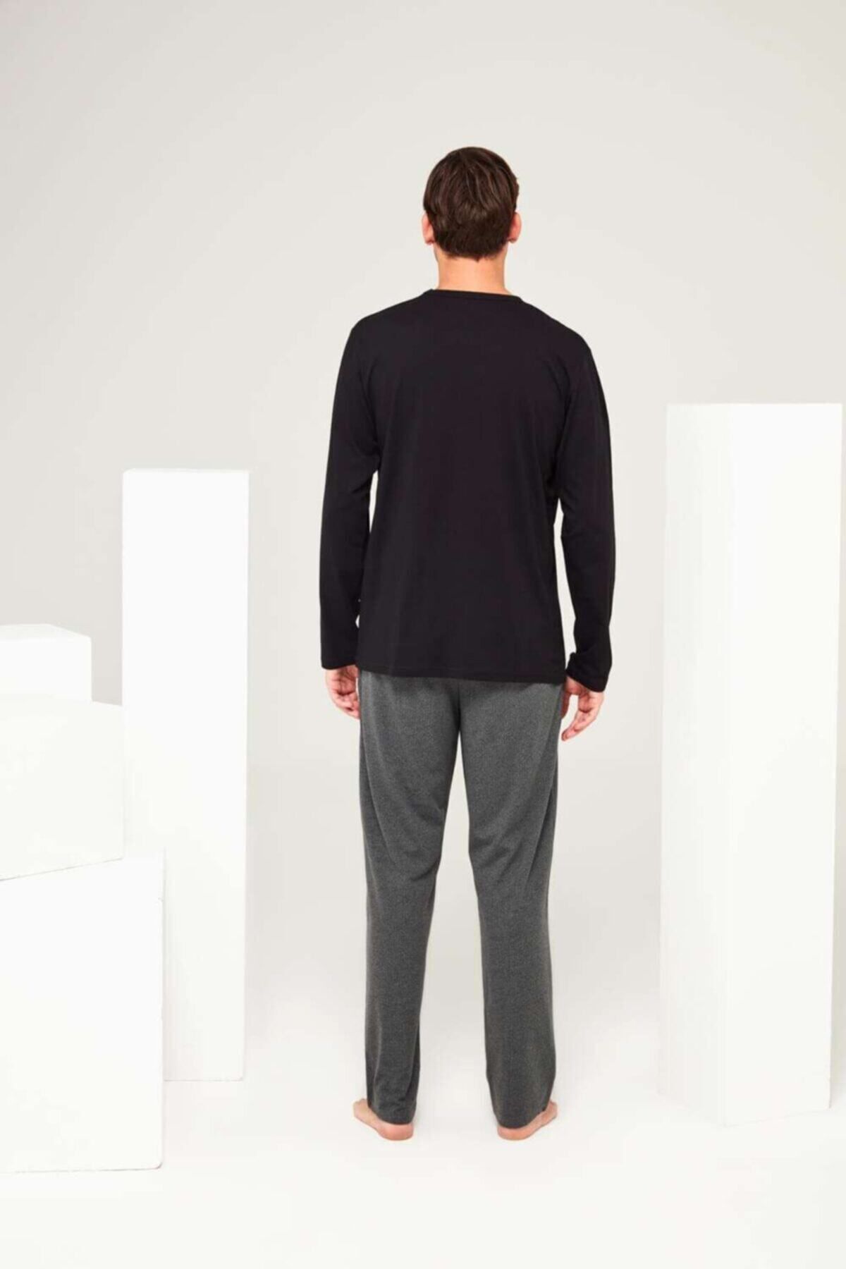 ست پیژامه مشکی مردانه لباس خواب یقه گرد U.S. Polo Assn.