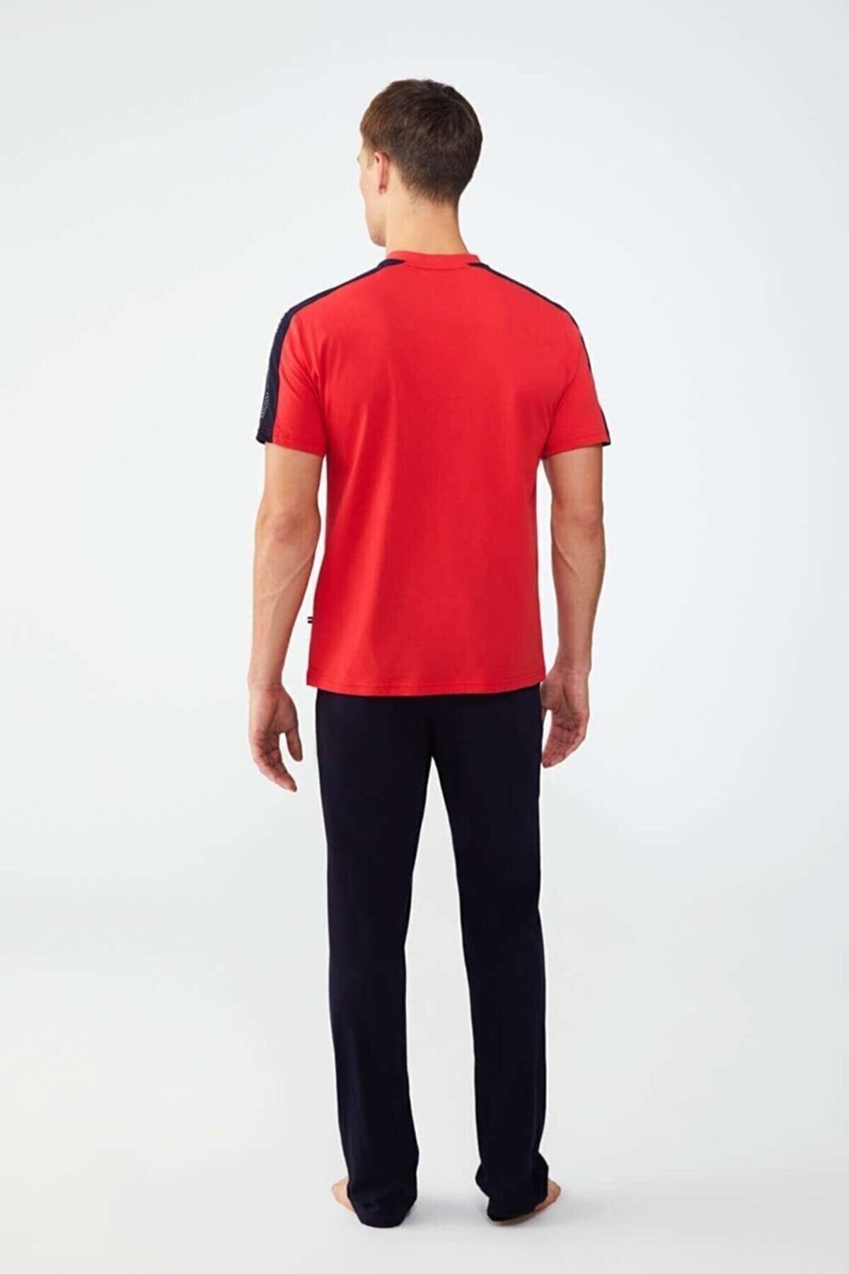 ست پیژامه قرمز مردانه لباس خواب اورجینال U.S. Polo Assn.