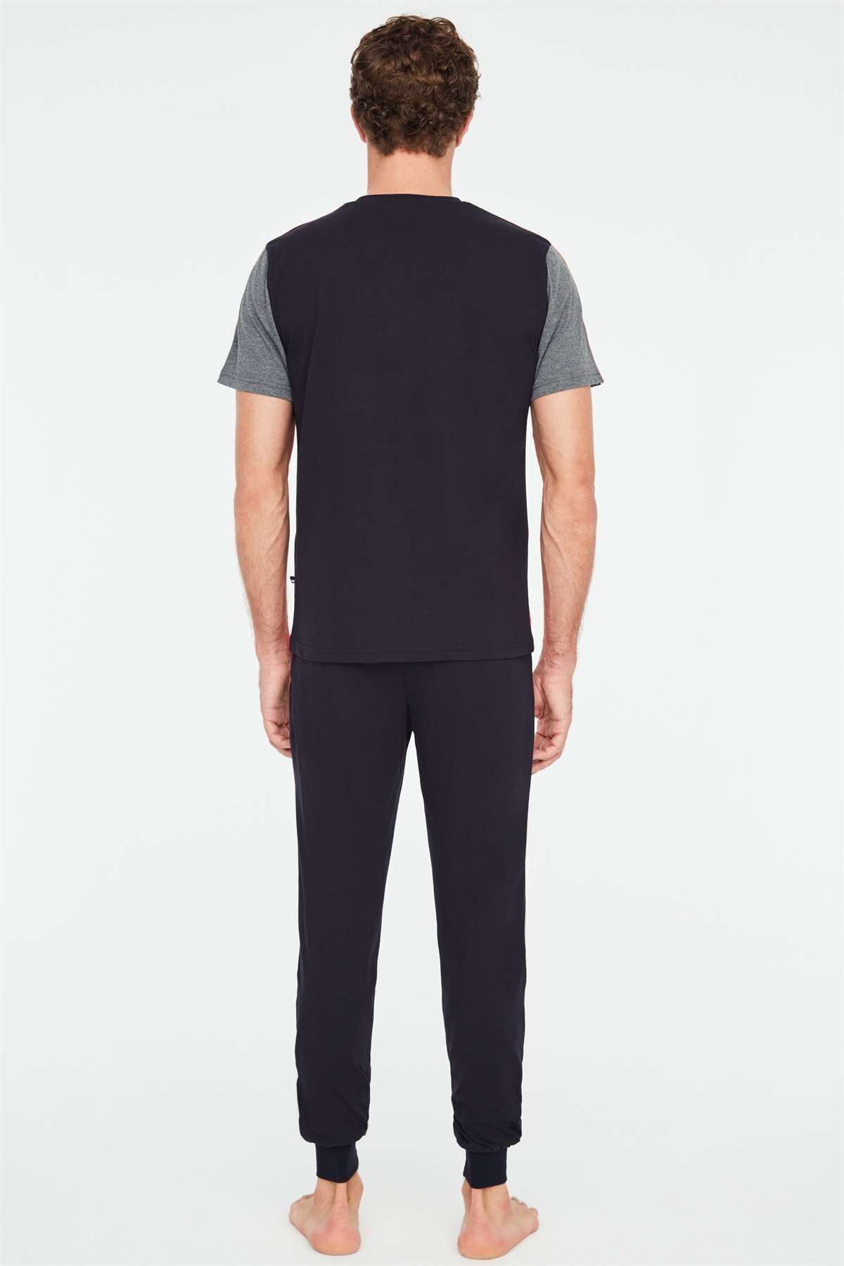 ست پیژامه قرمز مردانه لباس خواب یقه گرد U.S. Polo Assn.