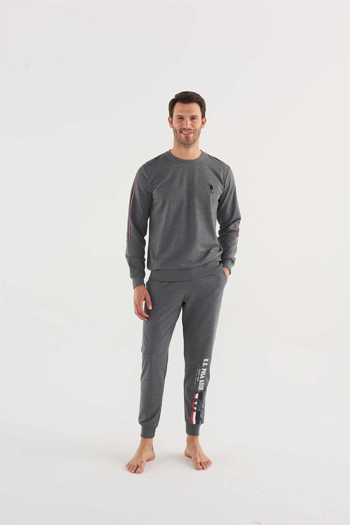 ست پیژامه خاکستری مردانه لباس خواب آنتراسیت ملانژ U.S. Polo Assn.