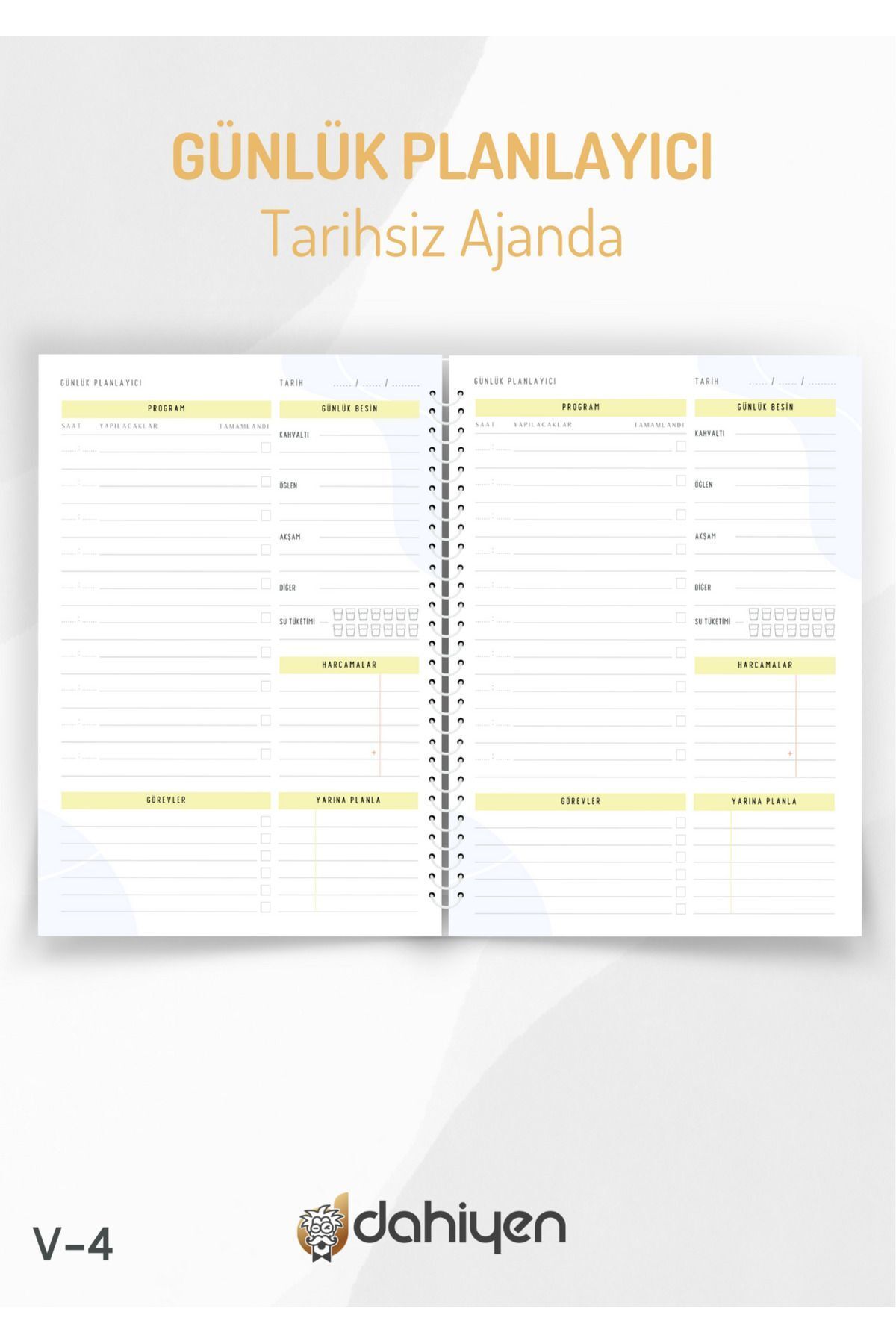 Dahiyen Günlük Planlayıcı  | Tarihsiz Ajanda | A5 Boyut 789637036087