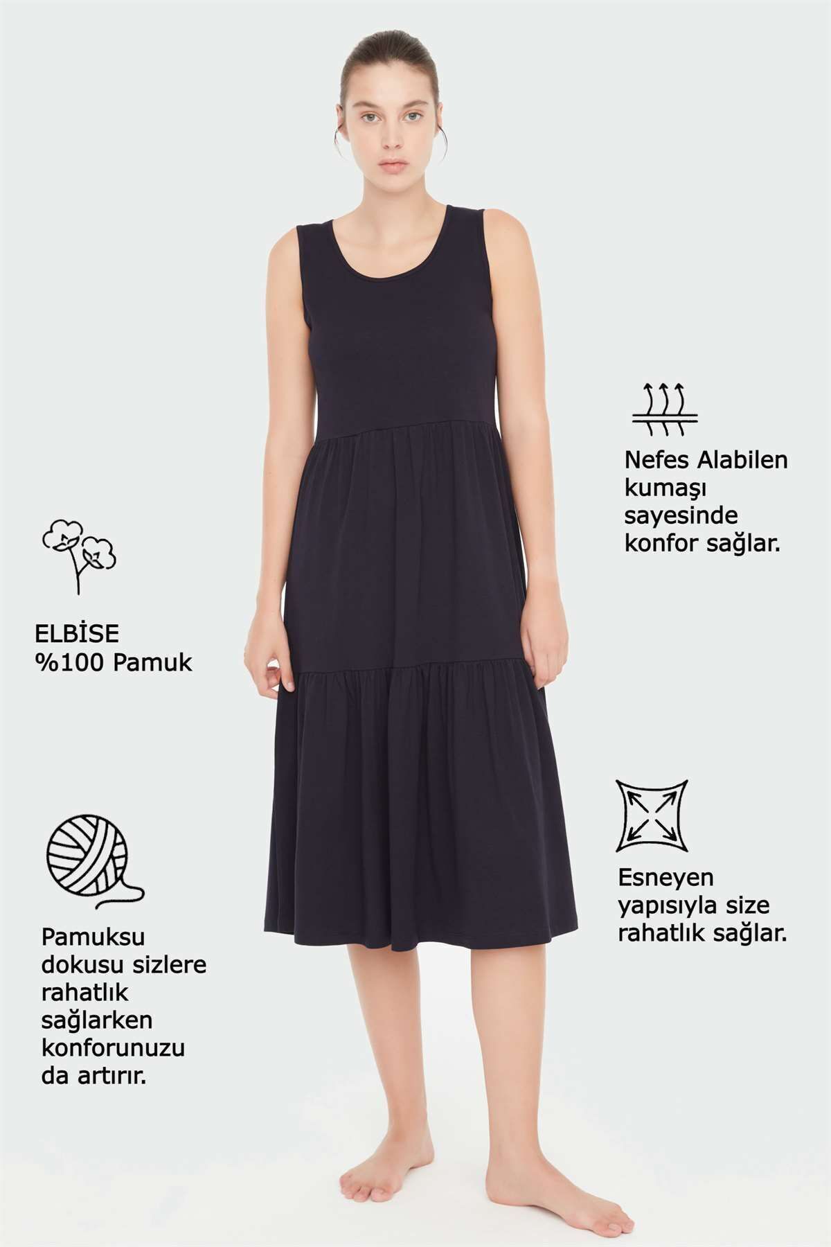 Mod Collection-Women's Zero Sleeve Navy Blue Dress 3c8t8n4 4