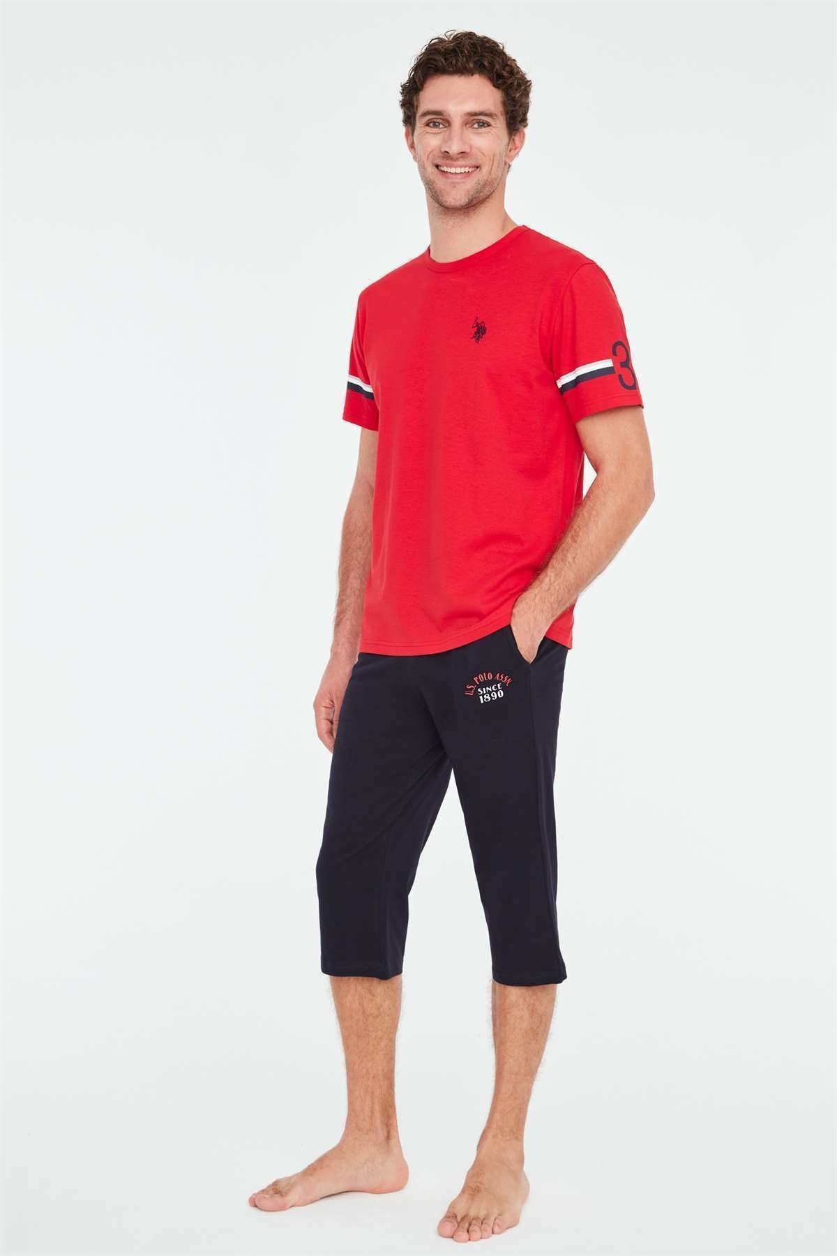 ست پیژامه قرمز مردانه رد کاپری اورجینال U.S. Polo Assn.