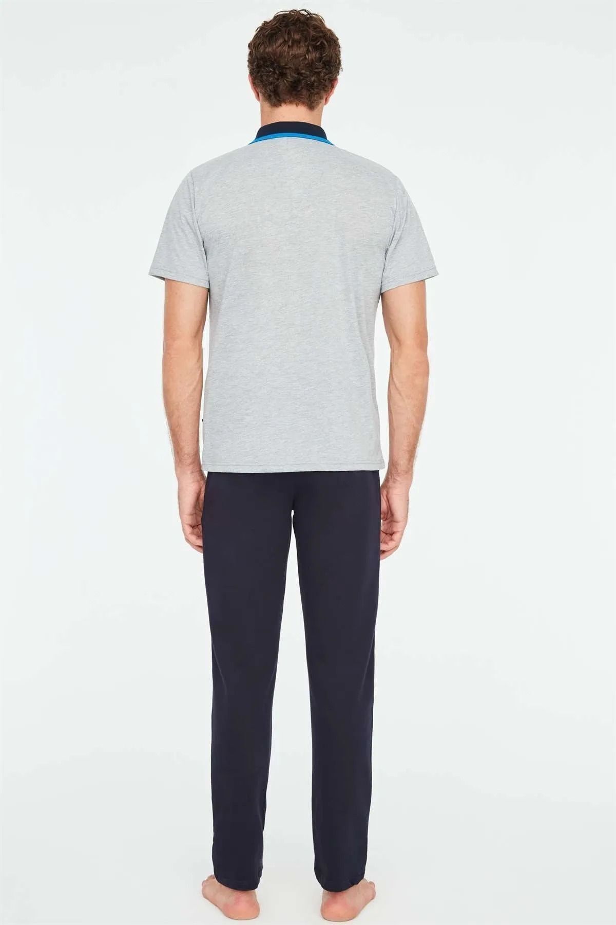 ست پیژامه خاکستری مردانه لباس خواب ملانژ U.S. Polo Assn.