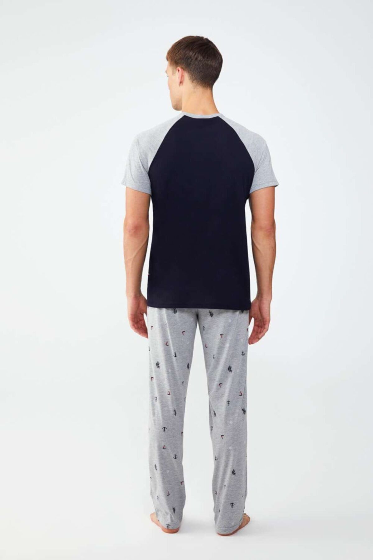 ست پیژامه آبی مردانه لباس خواب یقه گرد سرمه ای U.S. Polo Assn.