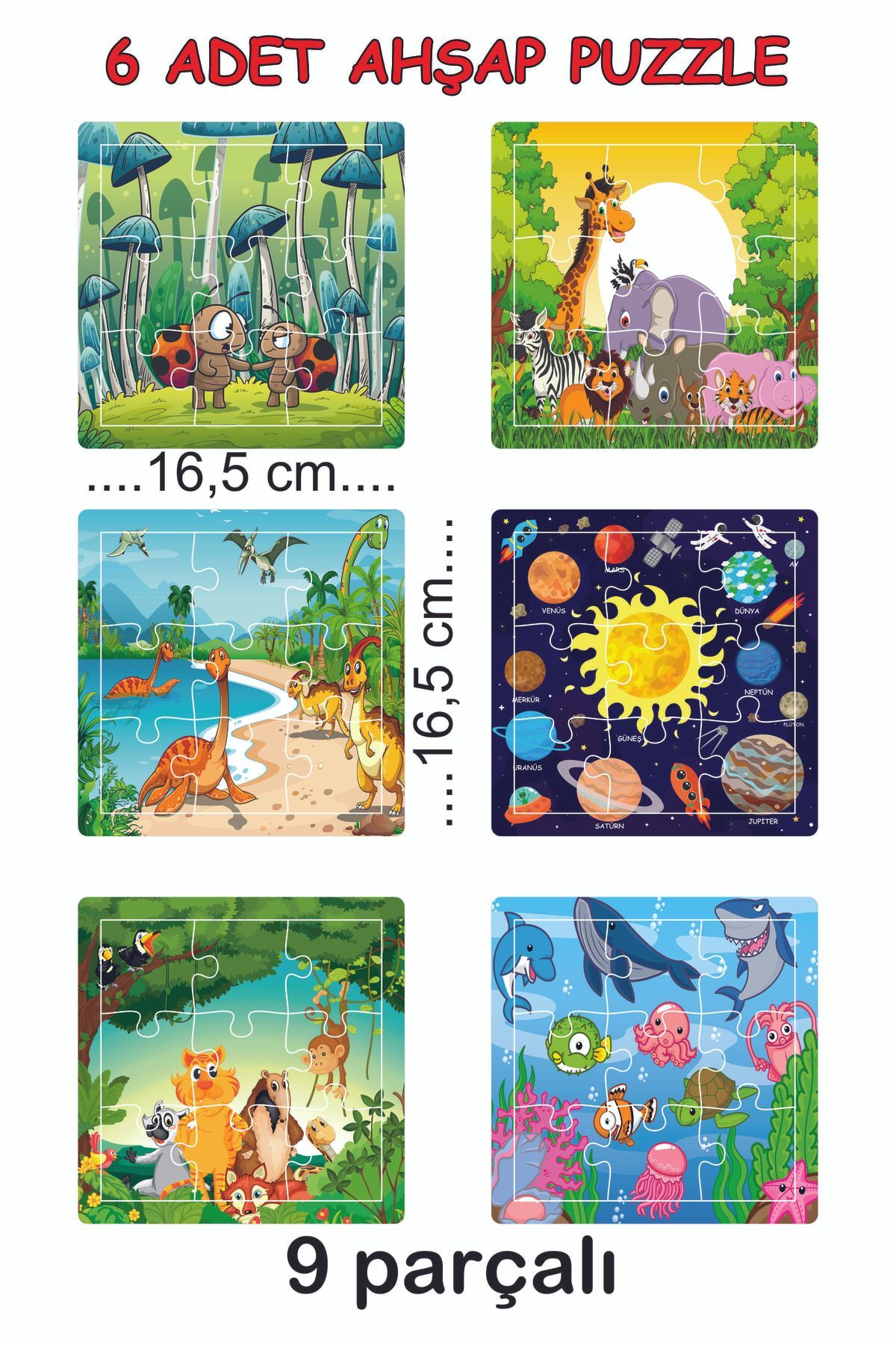 Kiri Ahşap Puzzle 6 Adet Puzzle Seti