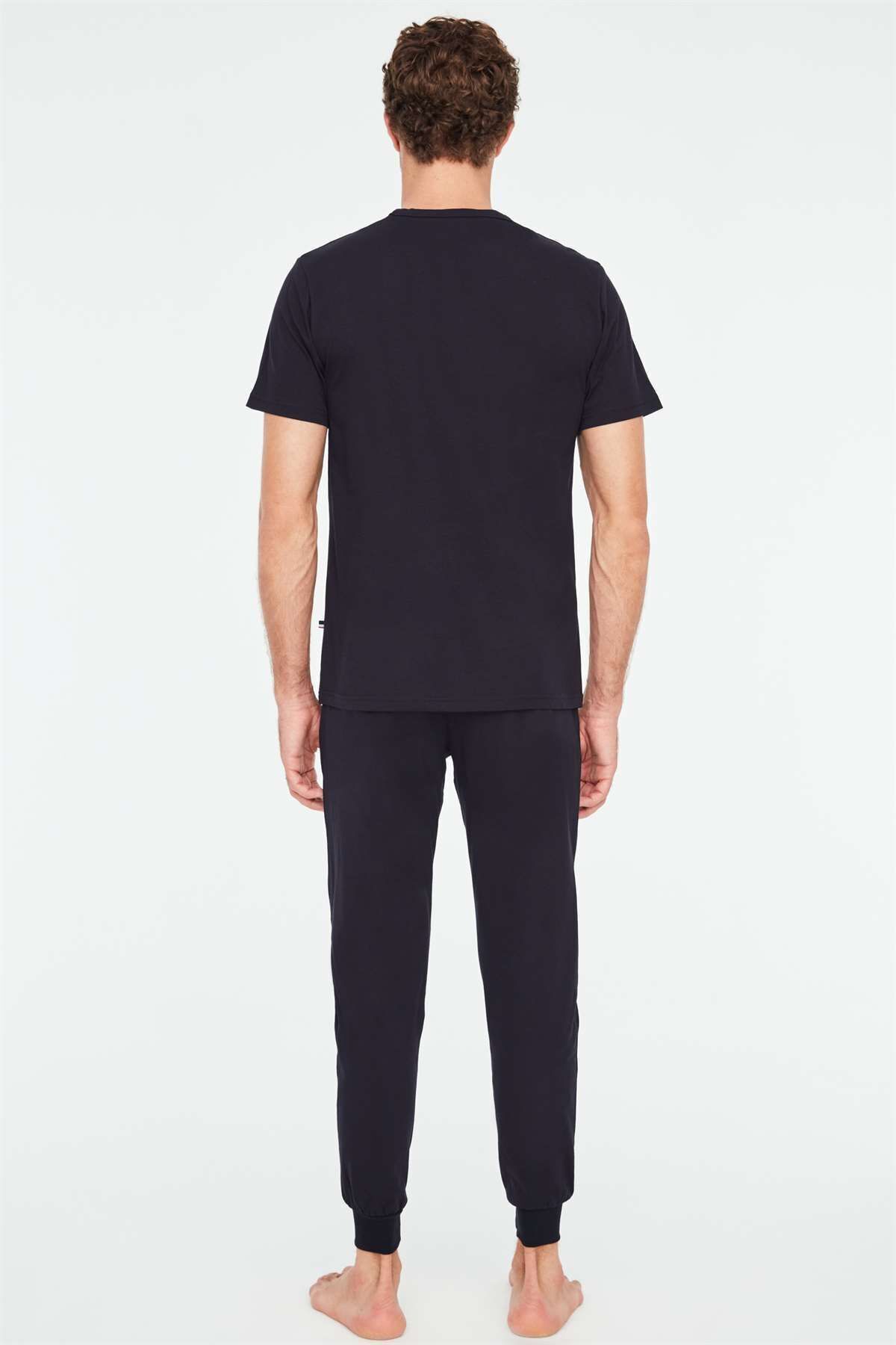 ست پیژامه آبی مردانه لباس خواب یقه گرد سرمه ای U.S. Polo Assn.