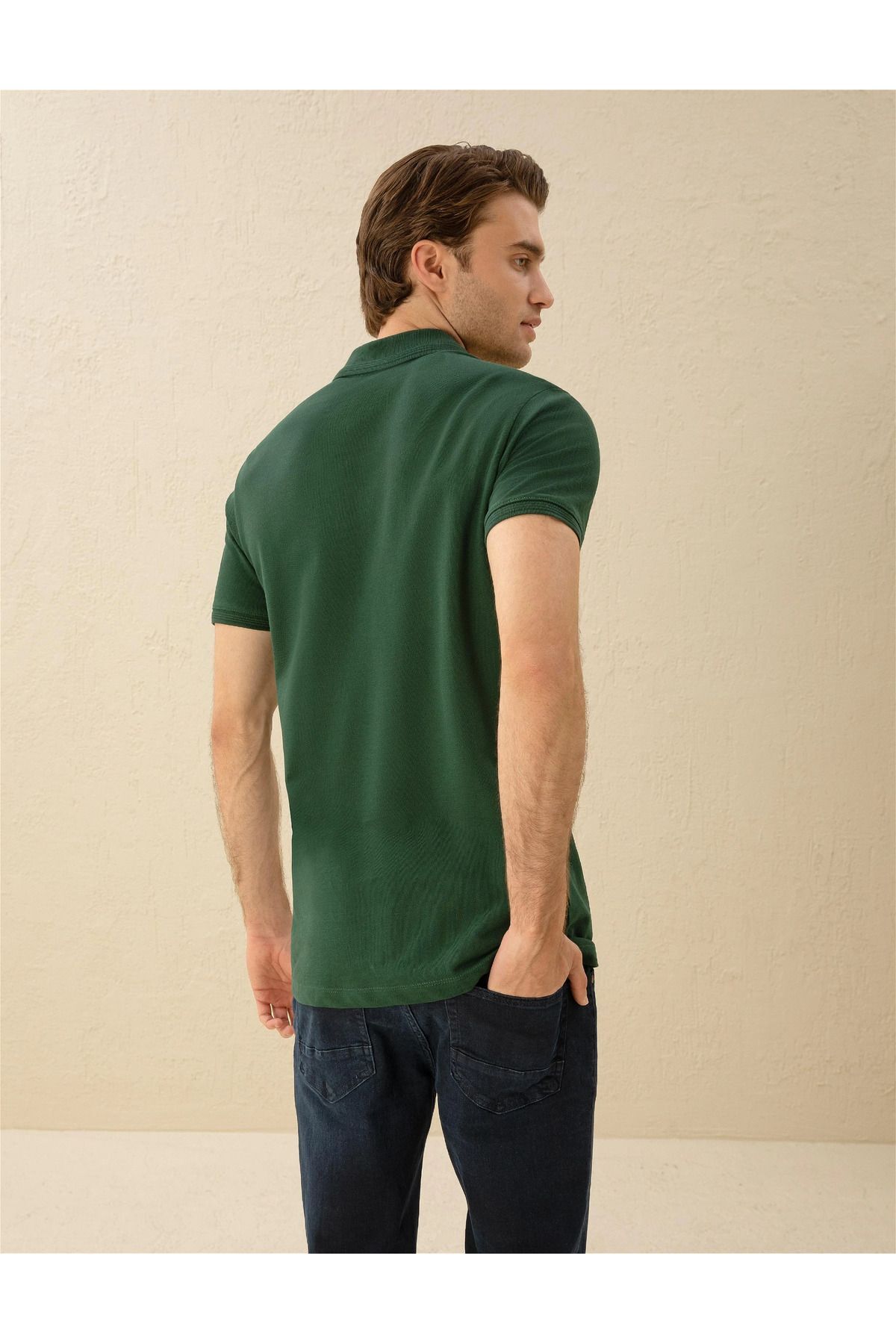 پولوشرت پیر کاردین مردانه پنبه ای سبز بیسیک راسته Slim Fit/اسلیم فیت    Slim/اسلیم فیت کژوال/روزمره | Pierre Cardin G021GL011.000.1954212 TR - تصویر 3