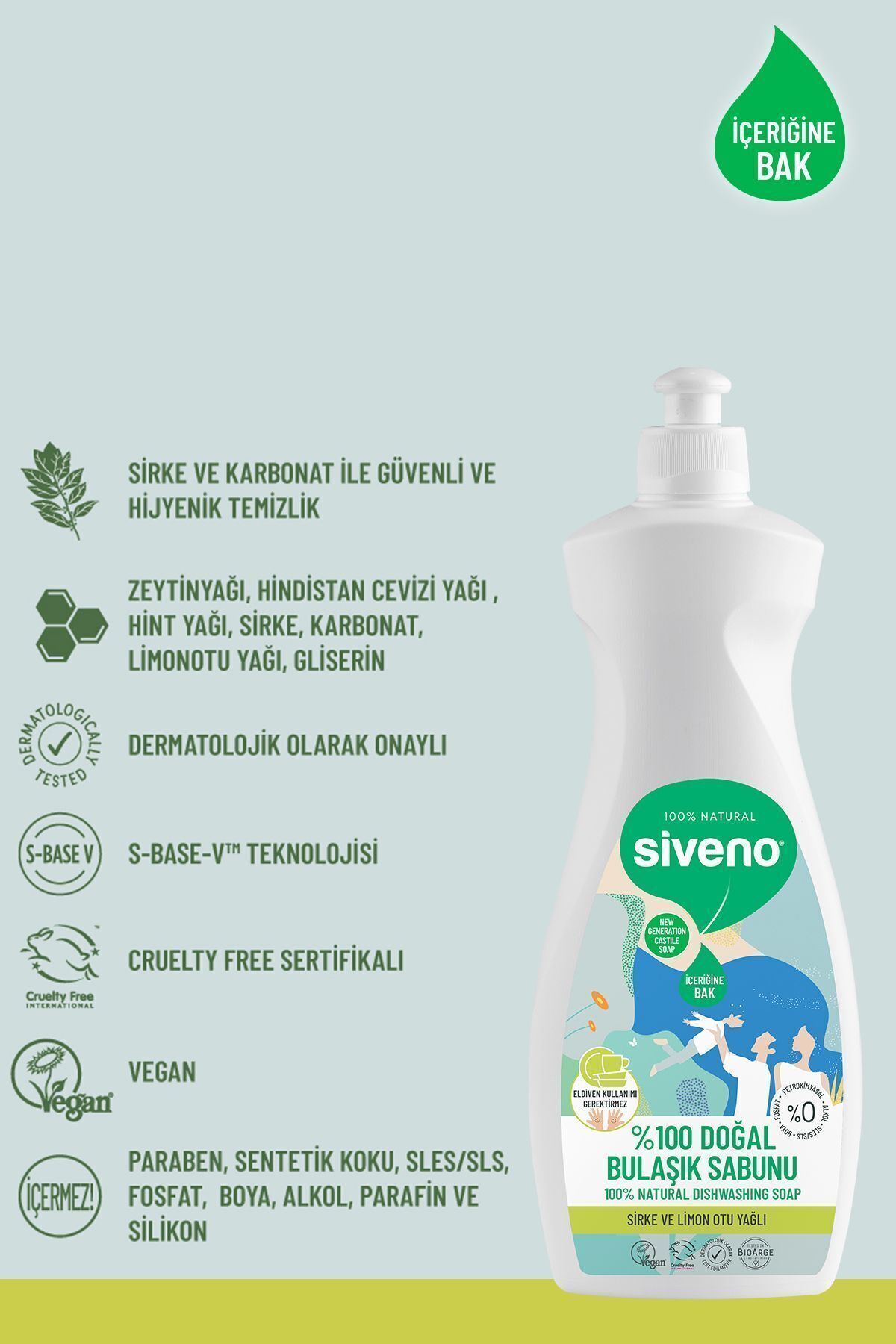 Siveno %100 Doğal Bulaşık Sabunu Bitkisel Elde Bulaşık Sabunu Nemlendirici Vegan 500 ml X2 Adet fotoğrafı 5 (önizleme)